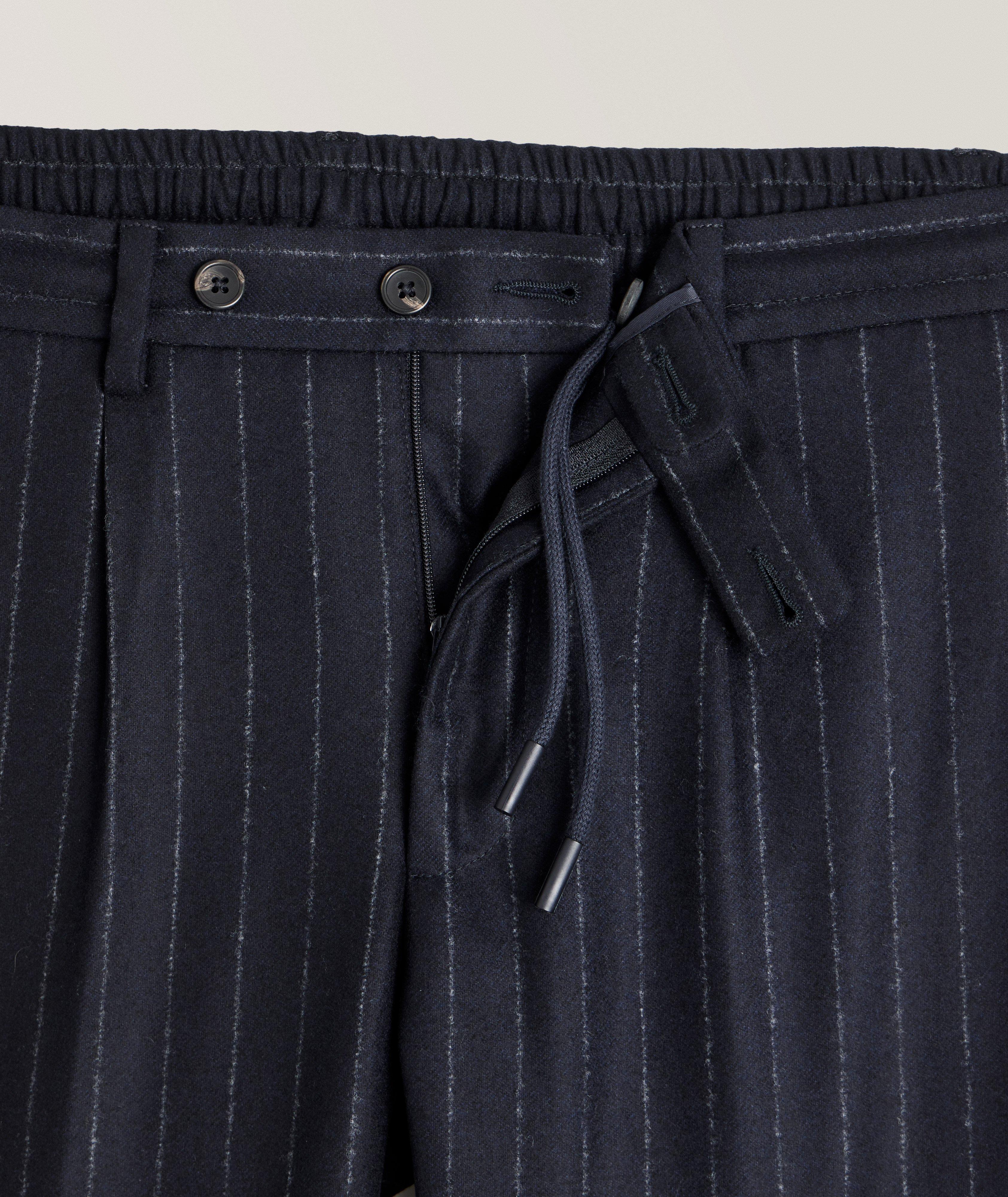 Pinstripe Drawstring Wool Pants image 1