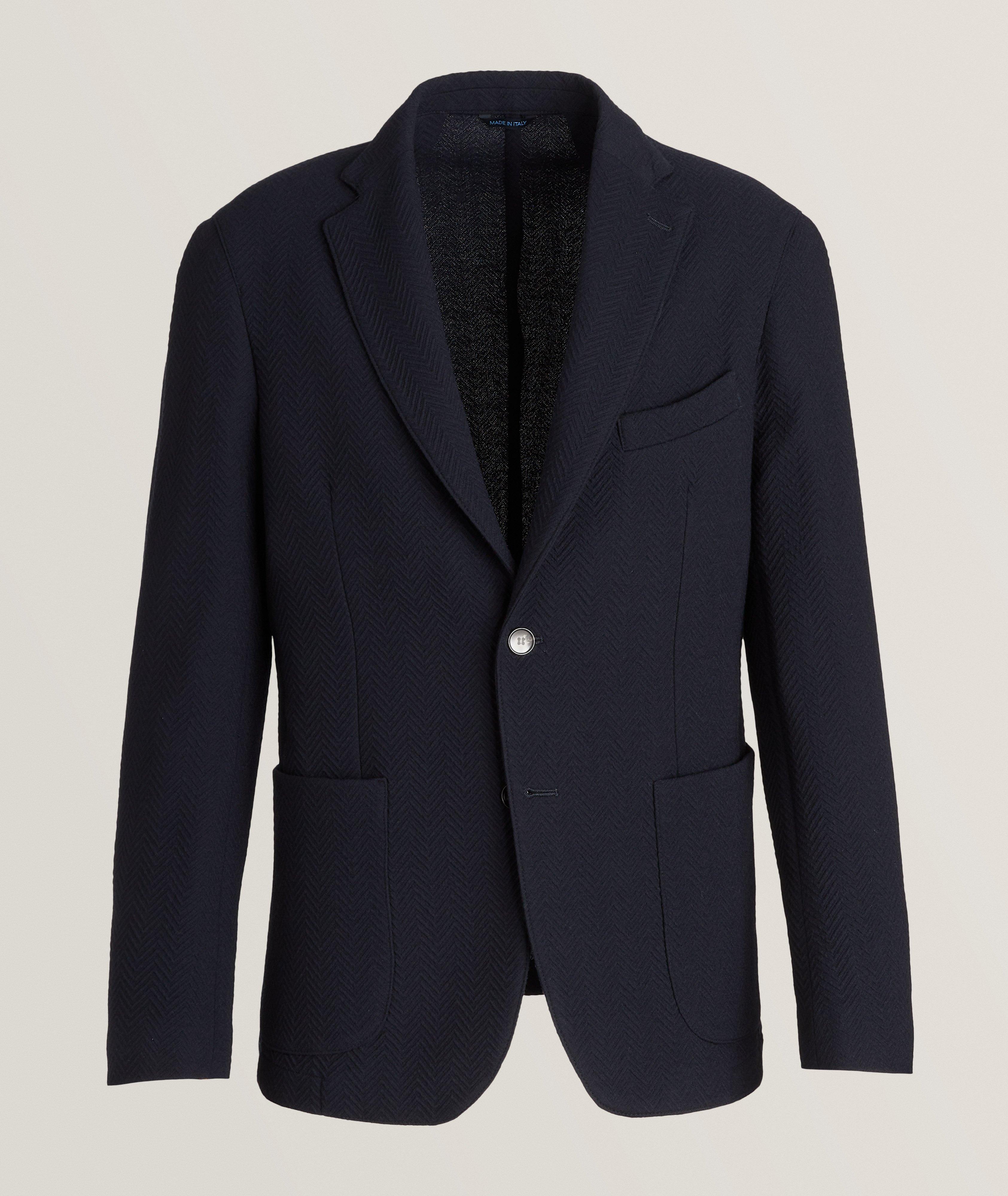 Herringbone Textured Stretch-Wool Sport Jacket  image 0