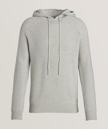 Brunello Cucinelli Ribbed Cashmere Pullover Hooded Sweater