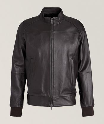 Boss leather hotsell bomber jacket