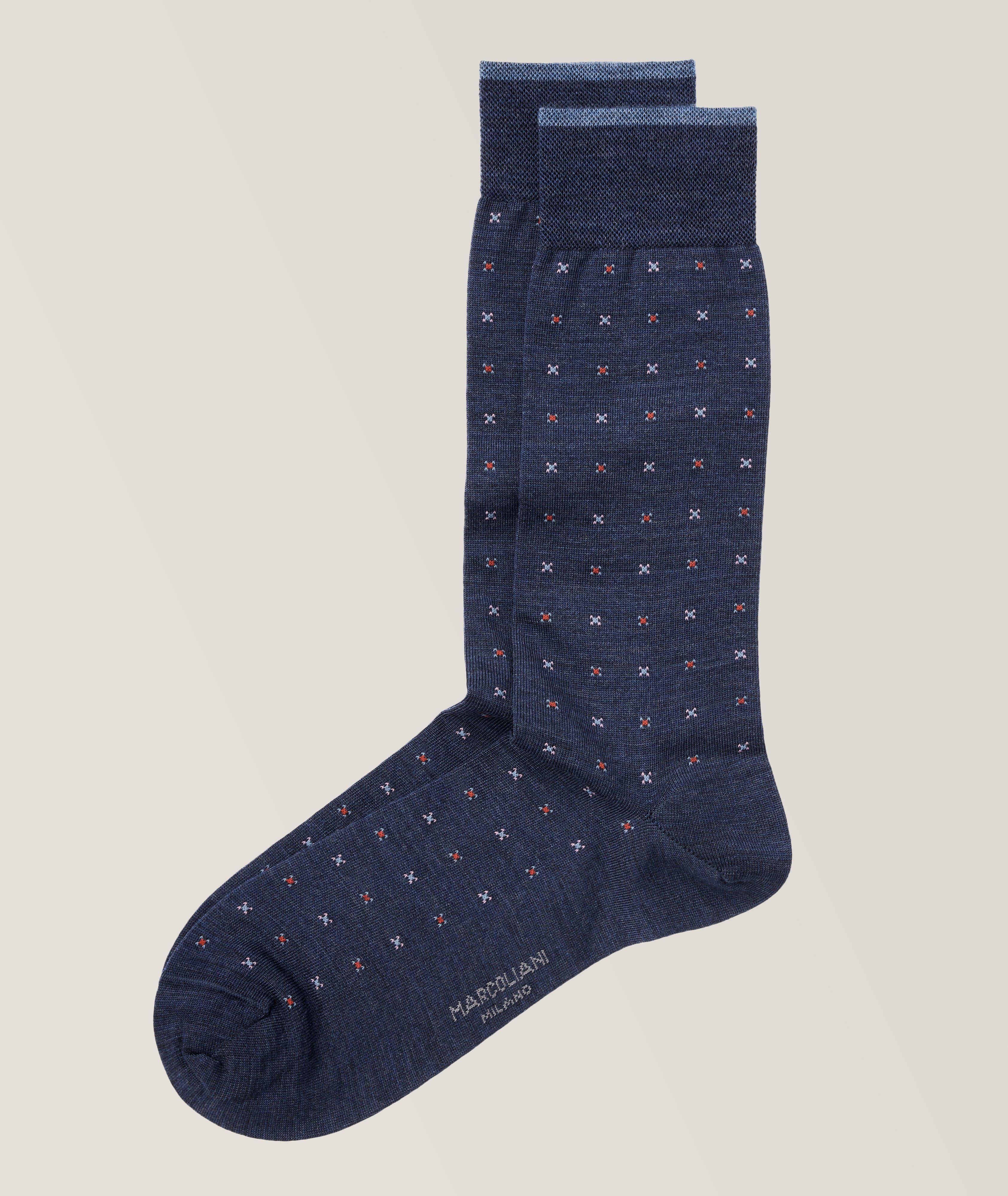 Neat Pattern Extrafine Merino Wool-Blend Dress Socks