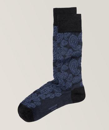 Navy Pima Cotton Over the Calf Dress Socks