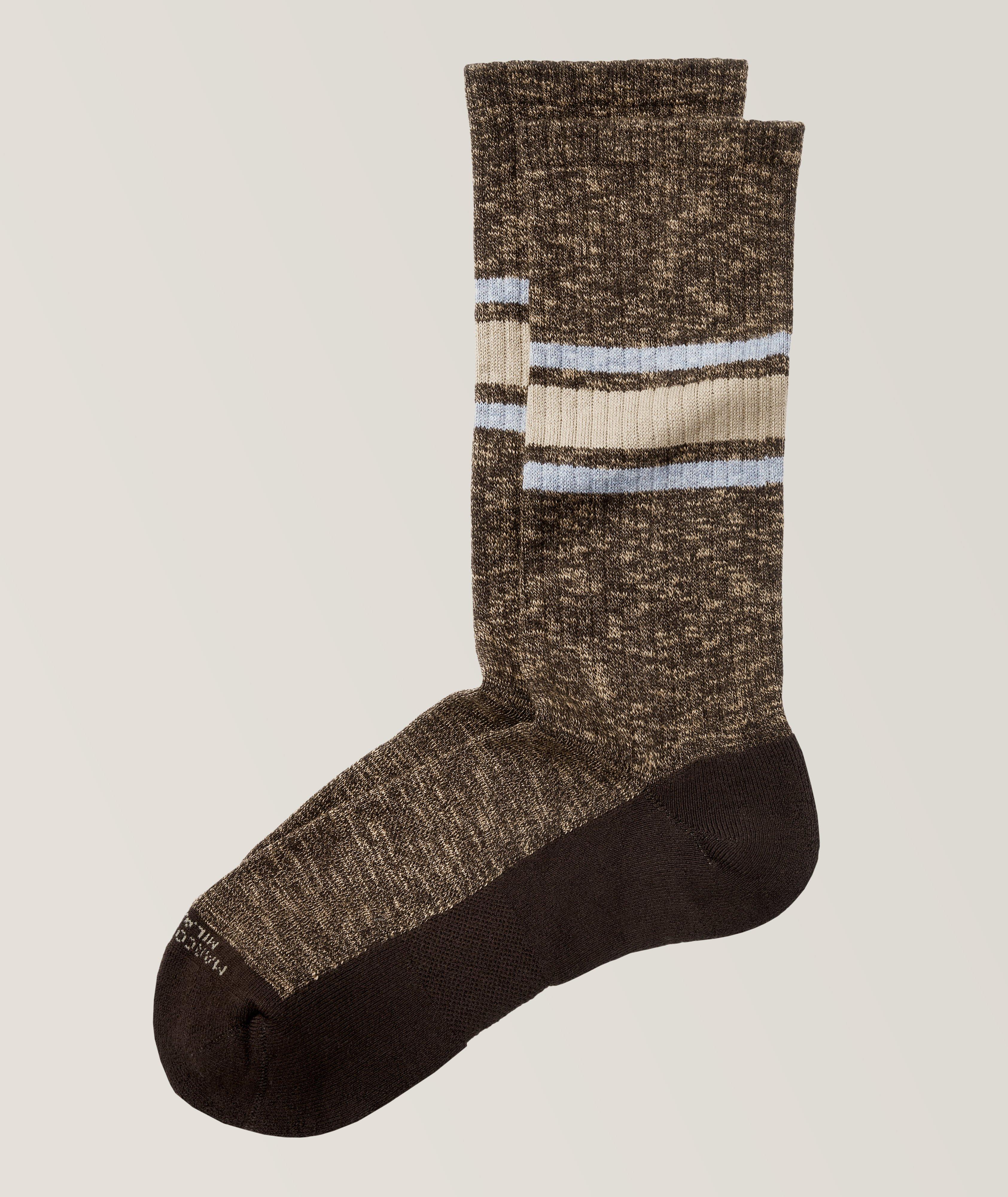 College Stripe Pima Cotton-Blend Sneaker Socks