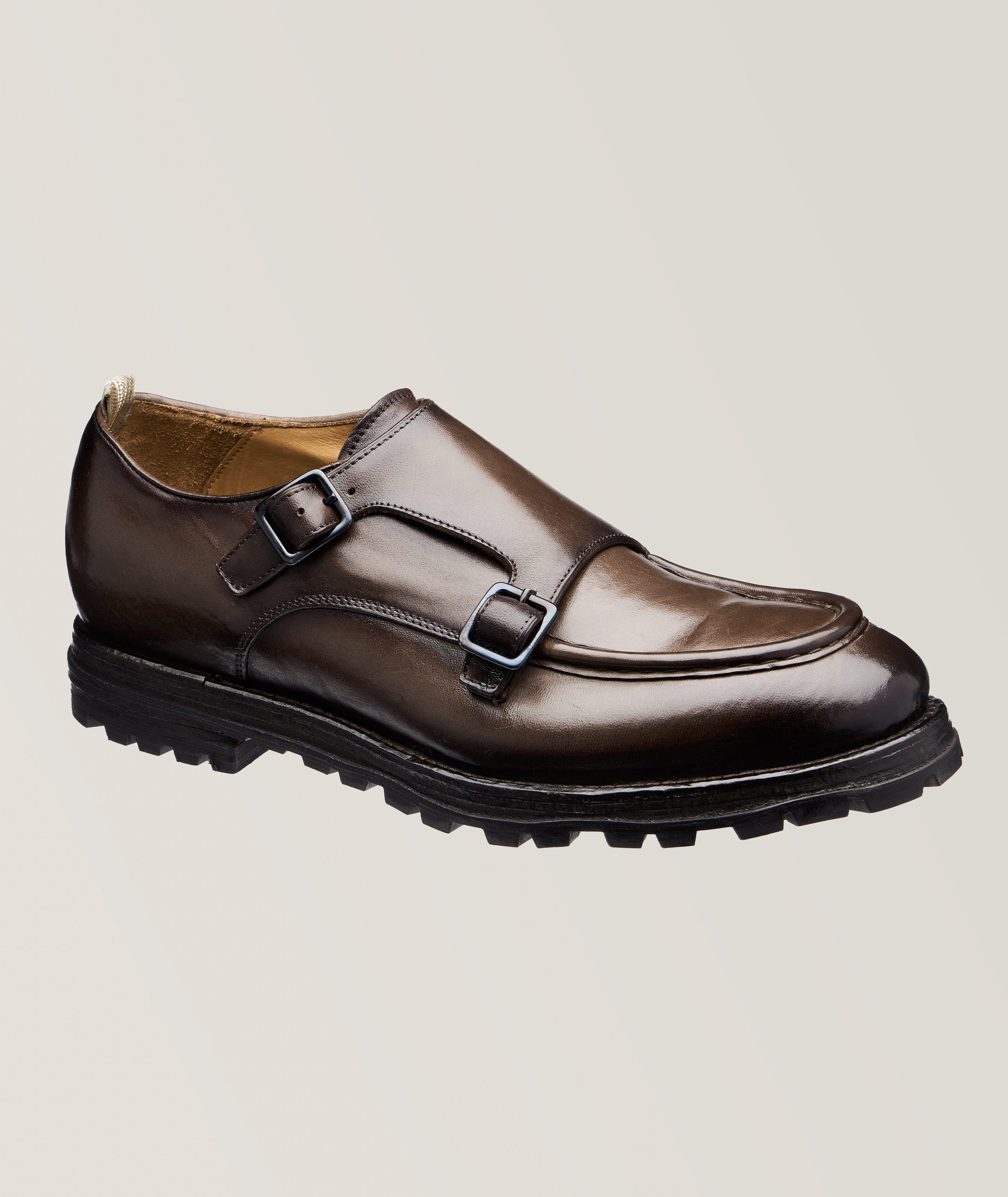 Officine Creative Vail 012 Burnished Leather Monkstraps In Brown , Men's Size 41.5