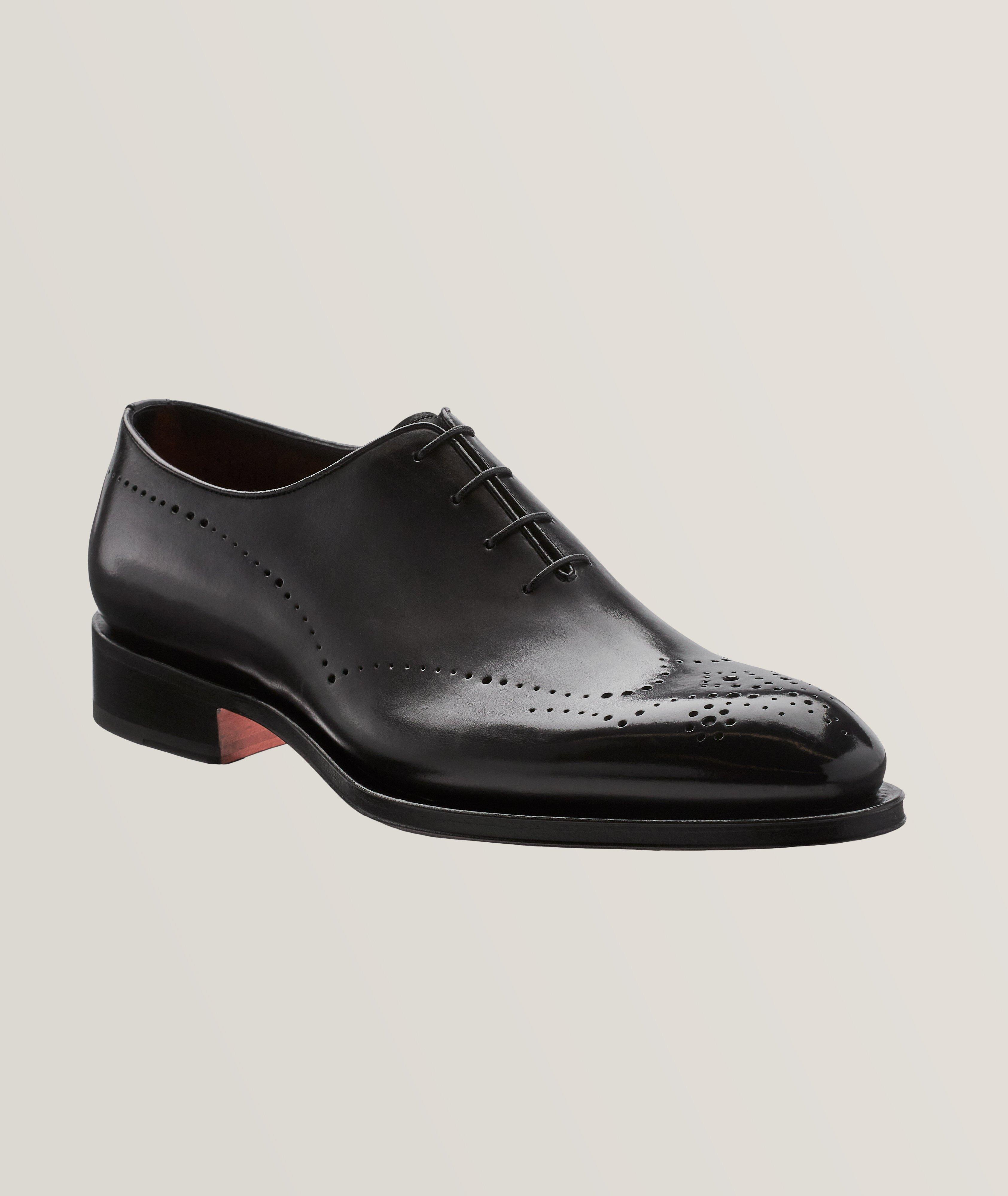 Santoni Brogued Burnished Leather Oxfords Dress Shoes Final Cut