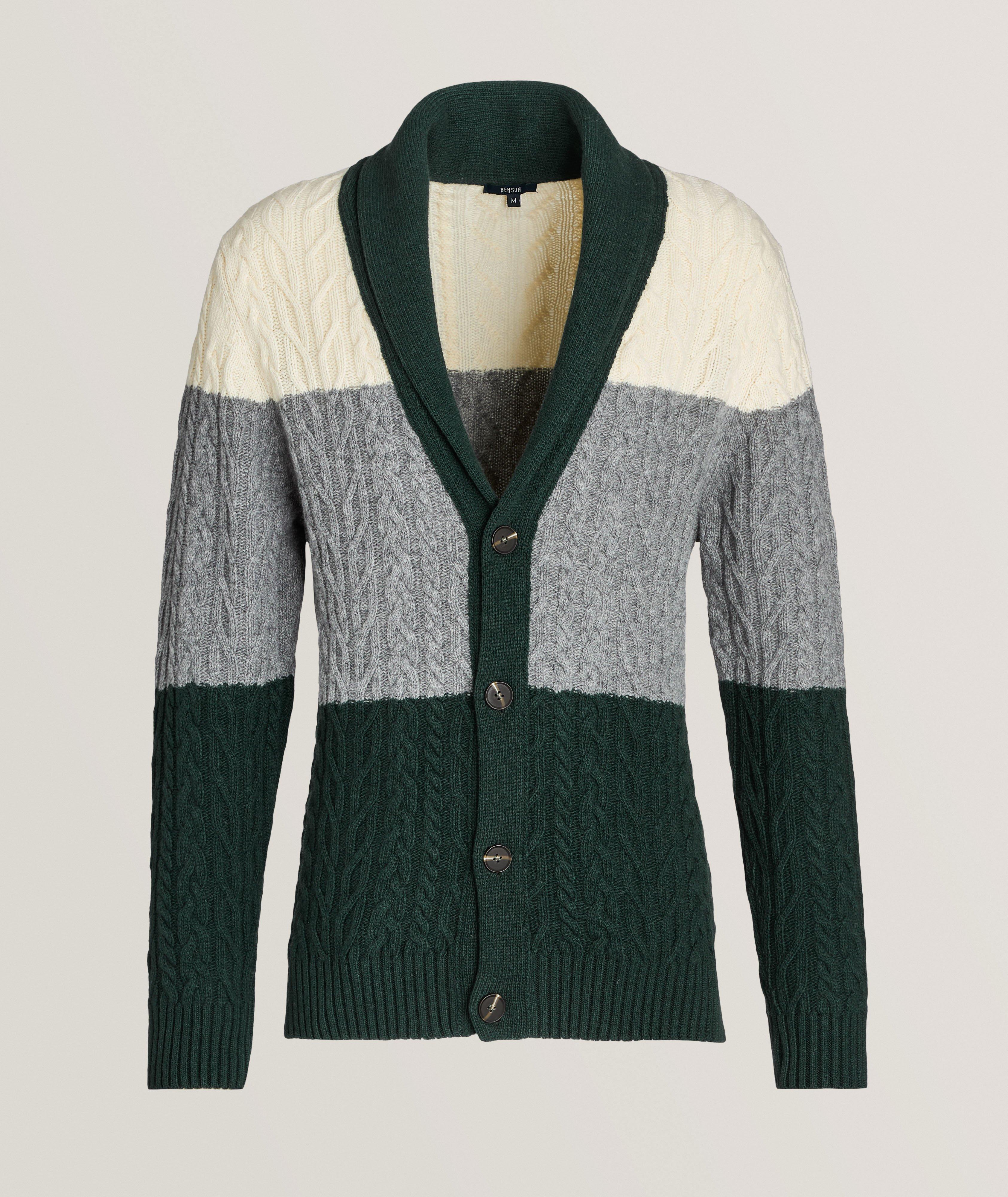 Cable Knit Colourblock Wool-Blend Cardigan image 0