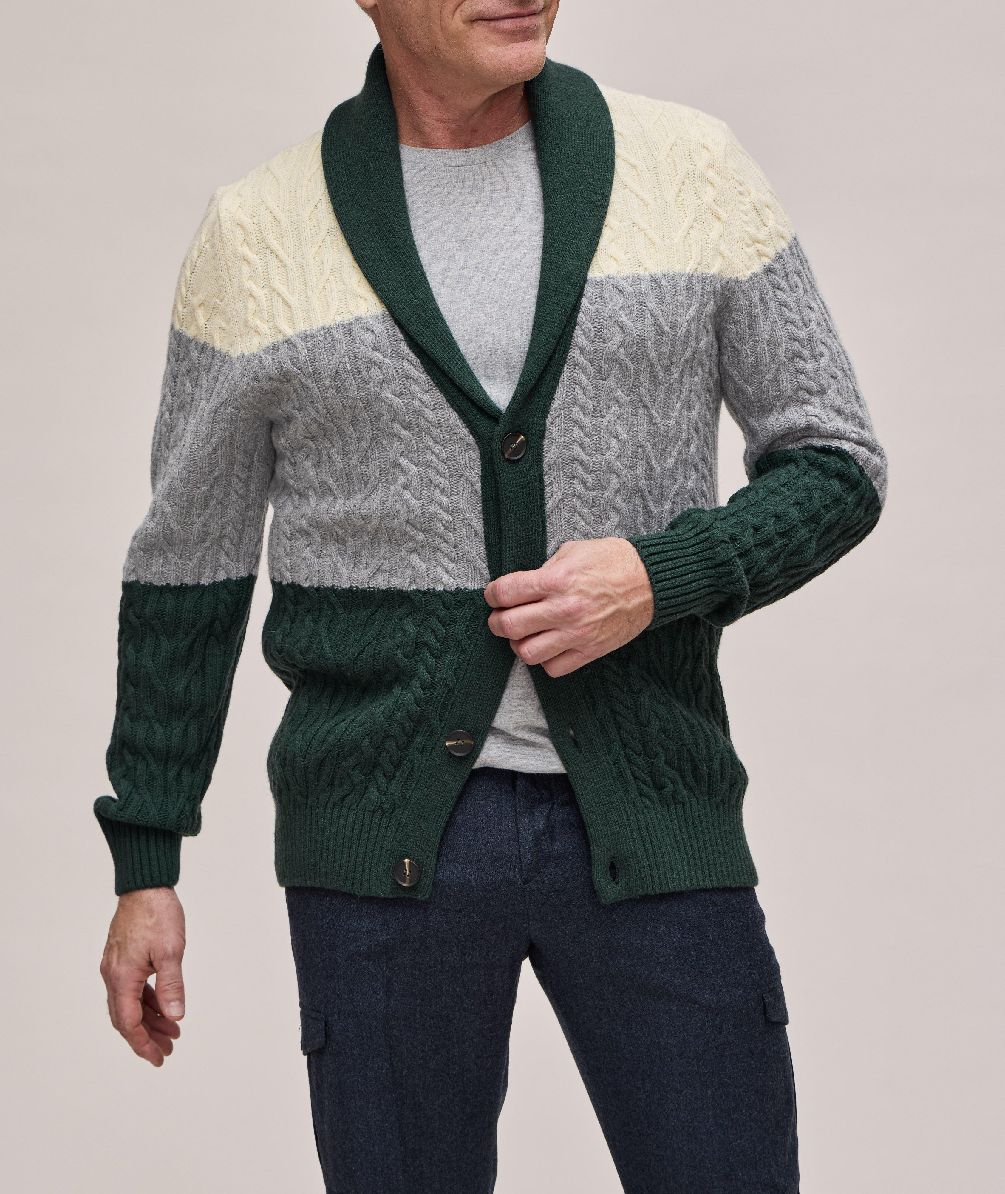 Cable Knit Colourblock Wool-Blend Cardigan image 1