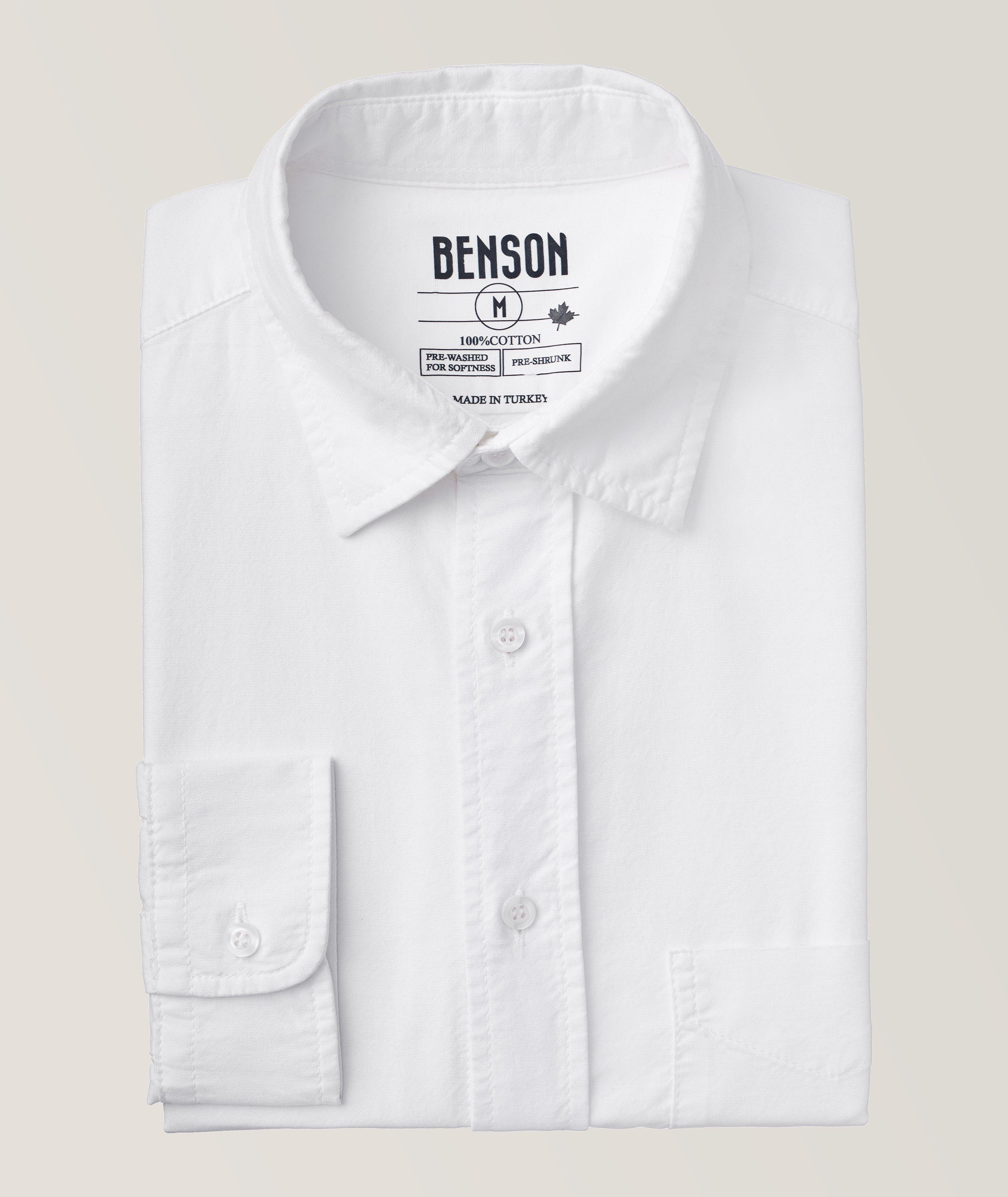 Benson Humphrey Cotton Sport Shirt In White , Men's Size Medium