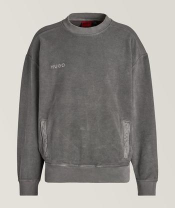 Boss velour outlet crew neck sweatshirt