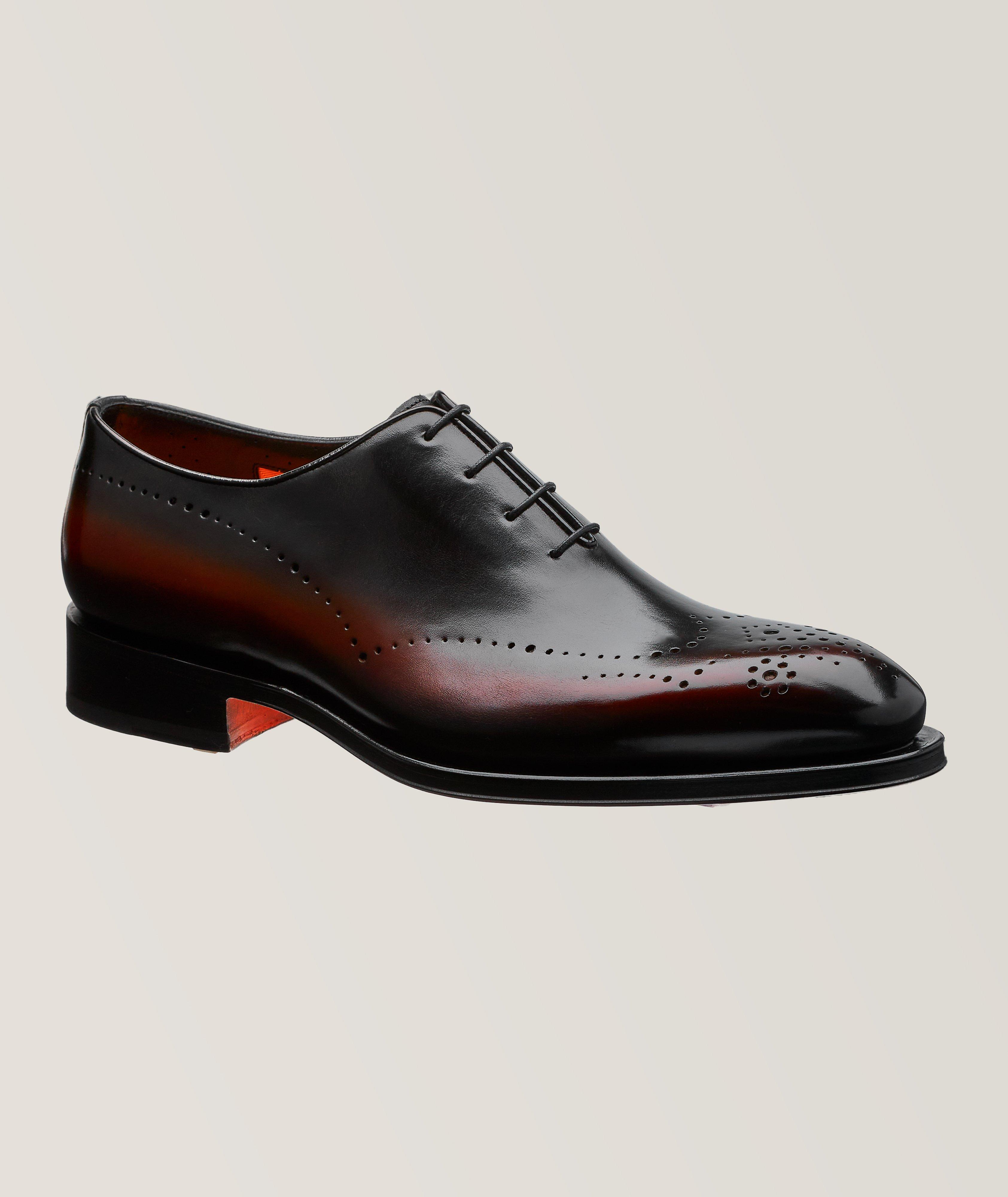 Brogued Burnished Leather Oxfords