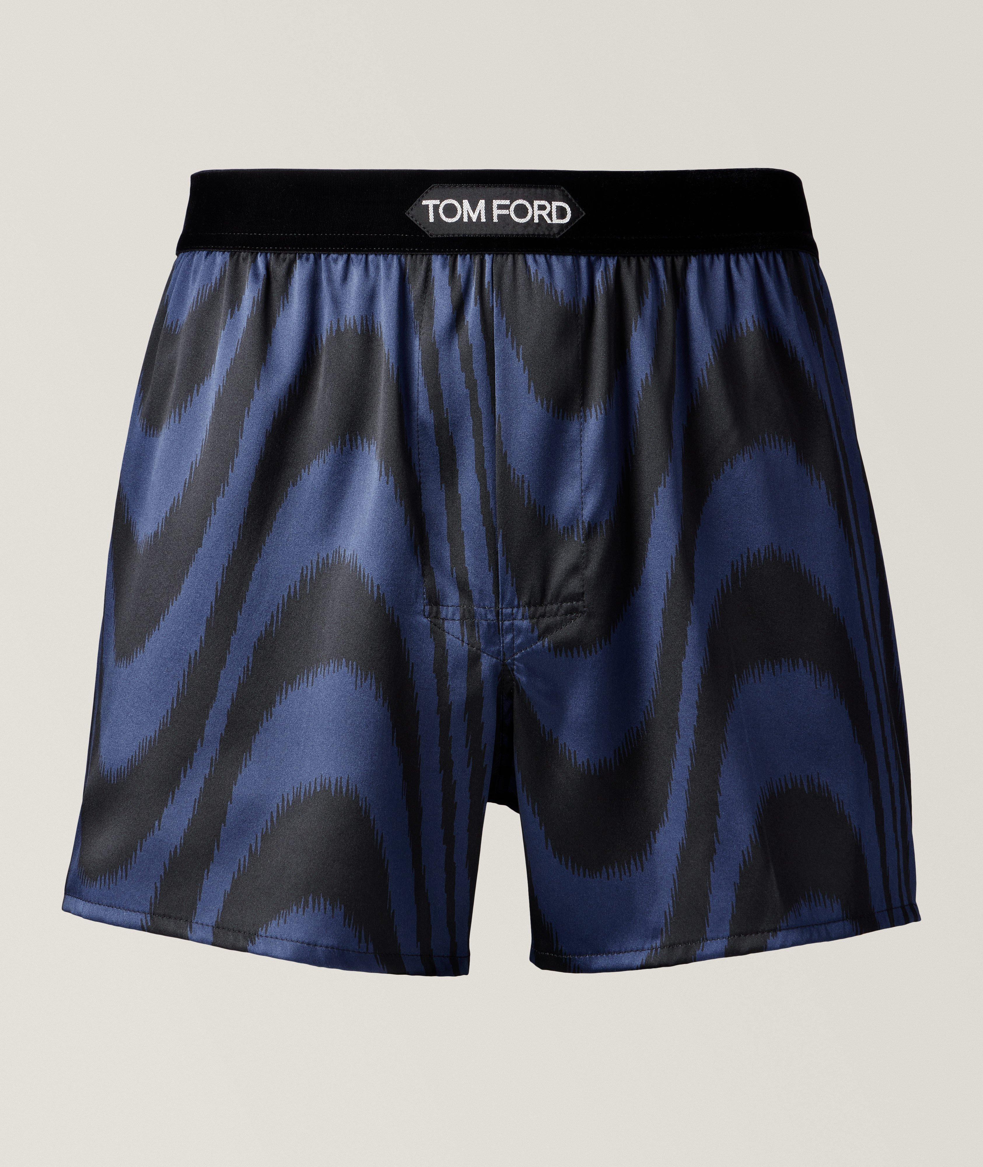 Wave Patterned Stretch-Silk Short Boxers