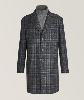 Chilly Out Black and White Glen Plaid Long Coat