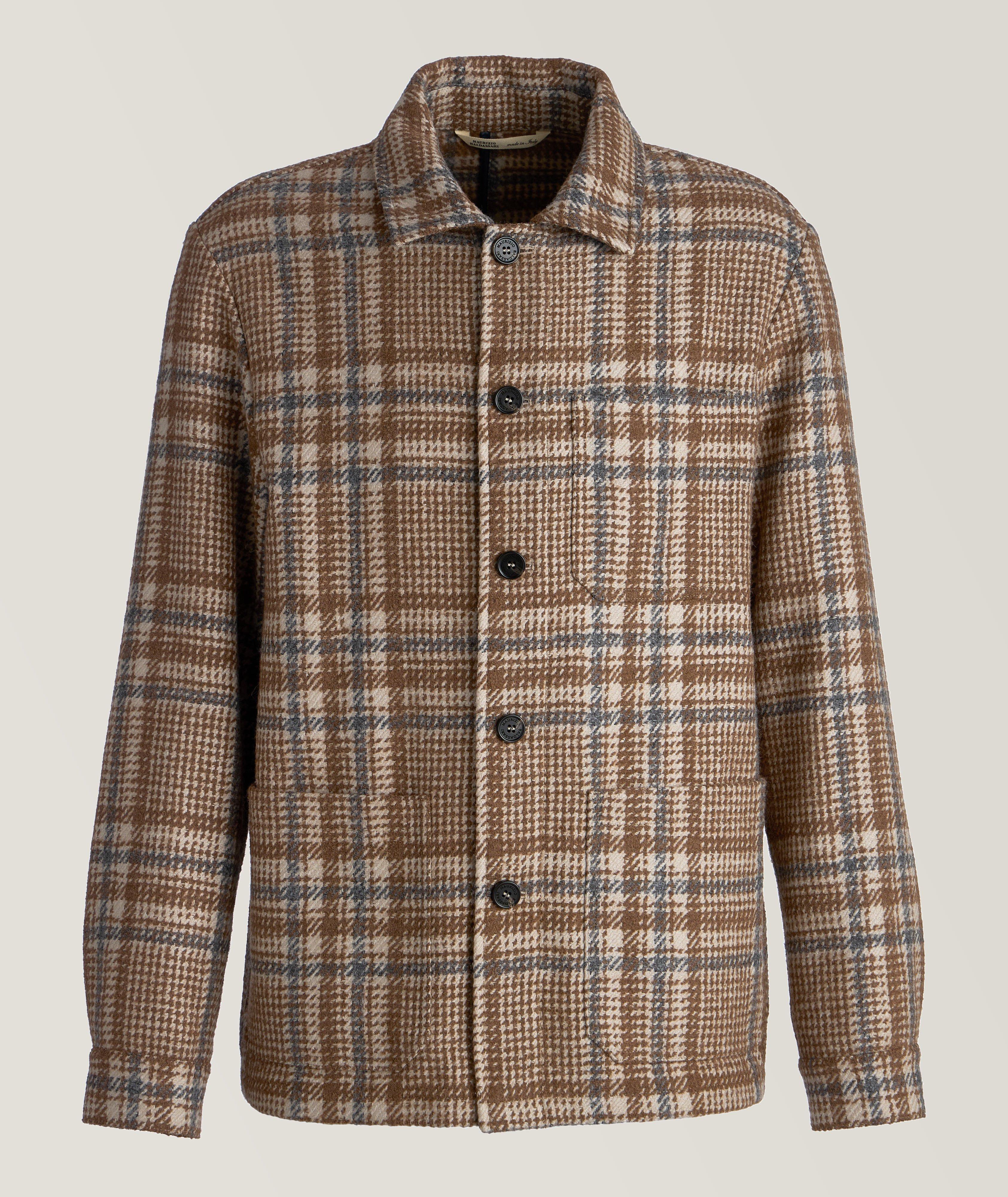 Maurizio Baldassari Checkered Brera Chore Jacket In Brown , Men's Size 54