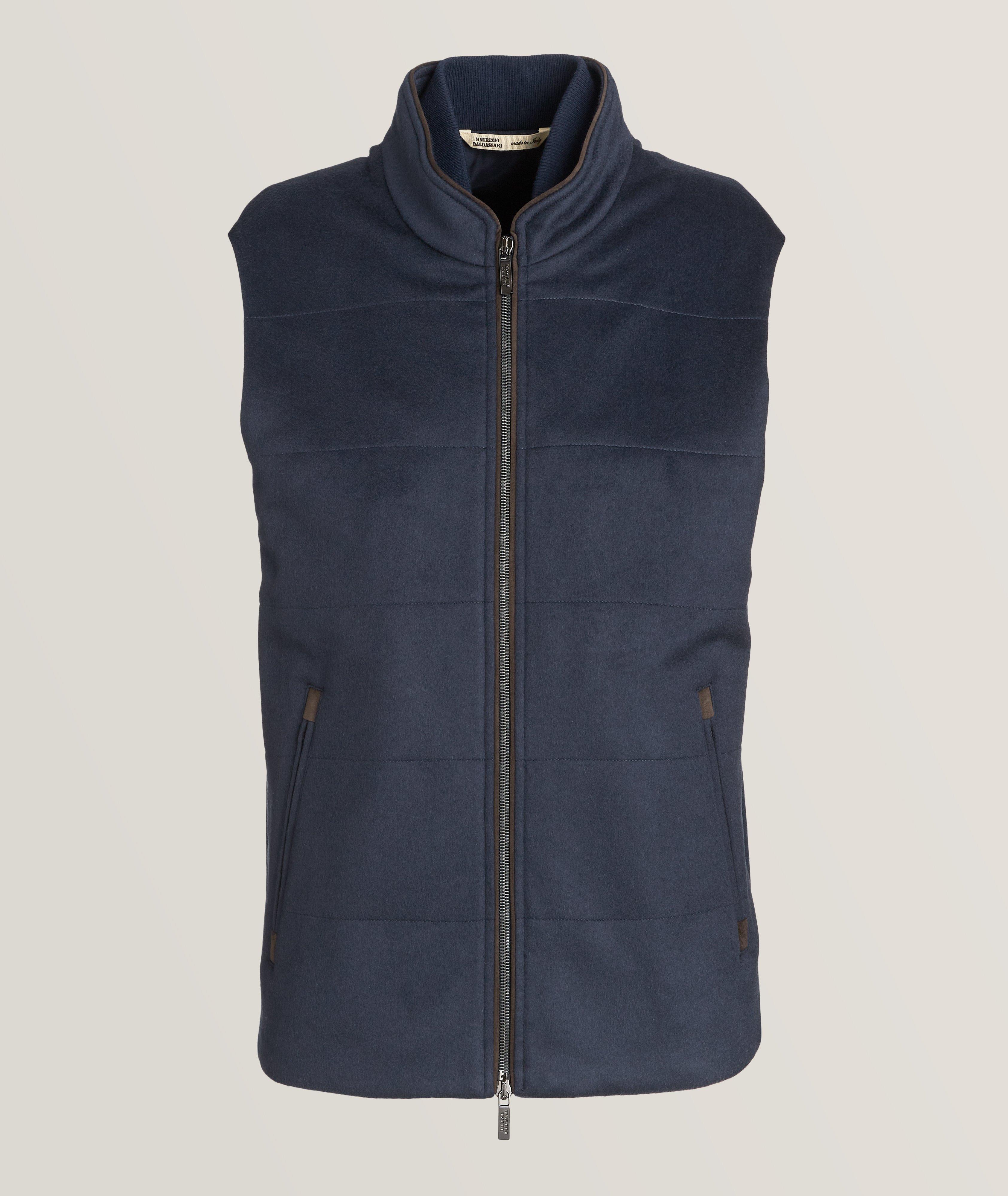 Quilted Cashmere Suede Trimmed Vest