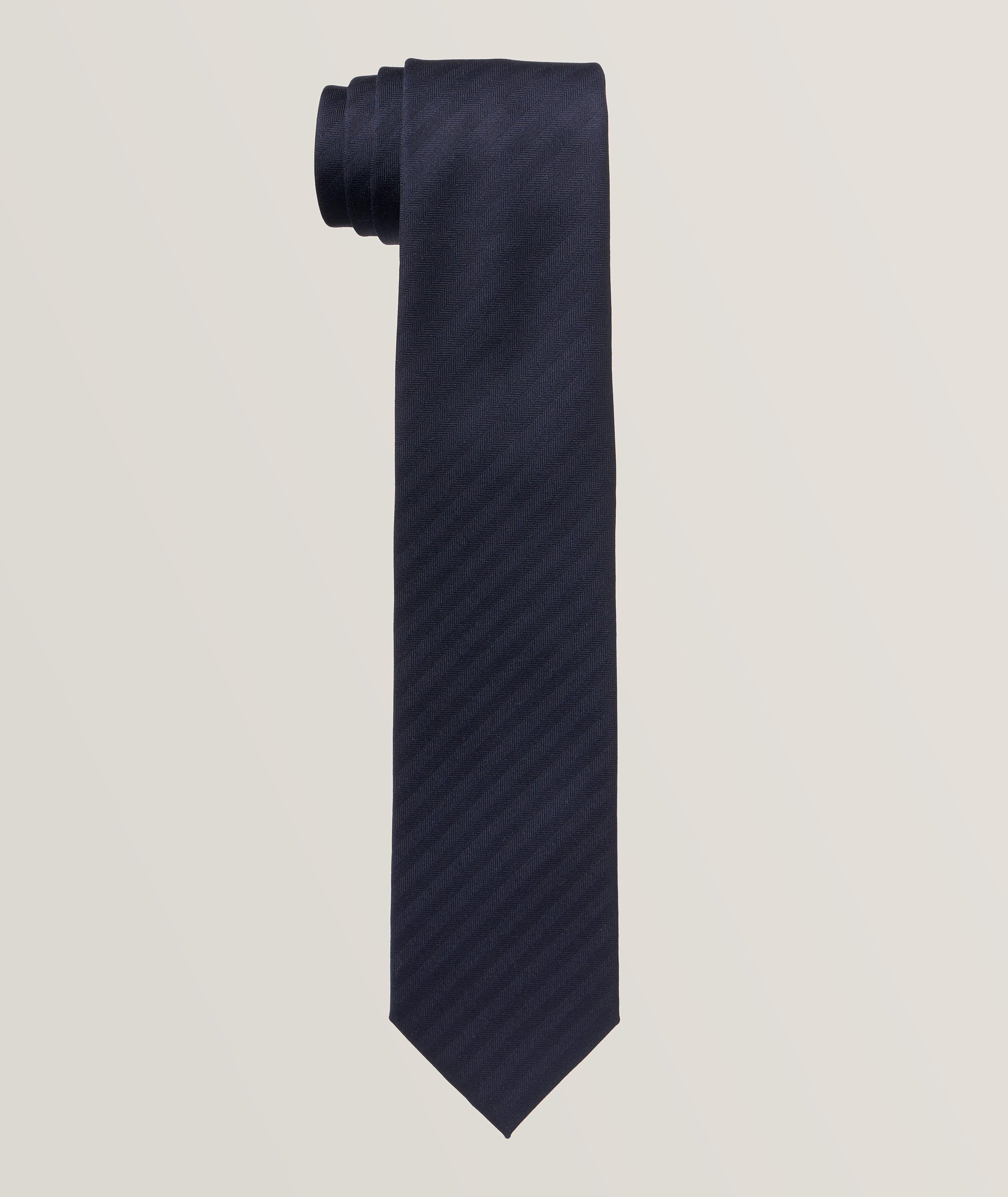 Tonal Striped Wool Tie