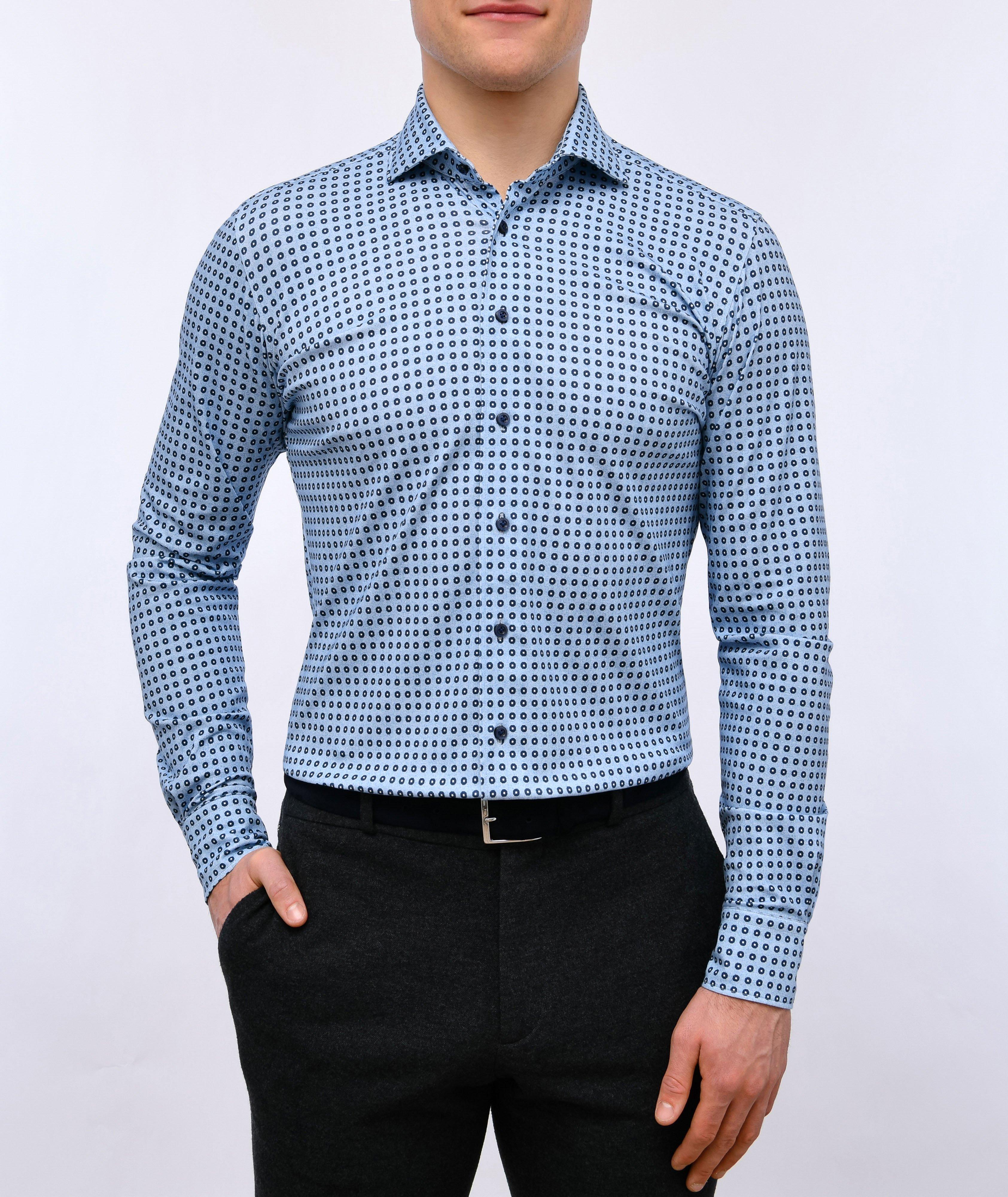 Slim-Fit Micro Neat Pattern Modern 4-Flex Jersey Cotton Shirt image 1