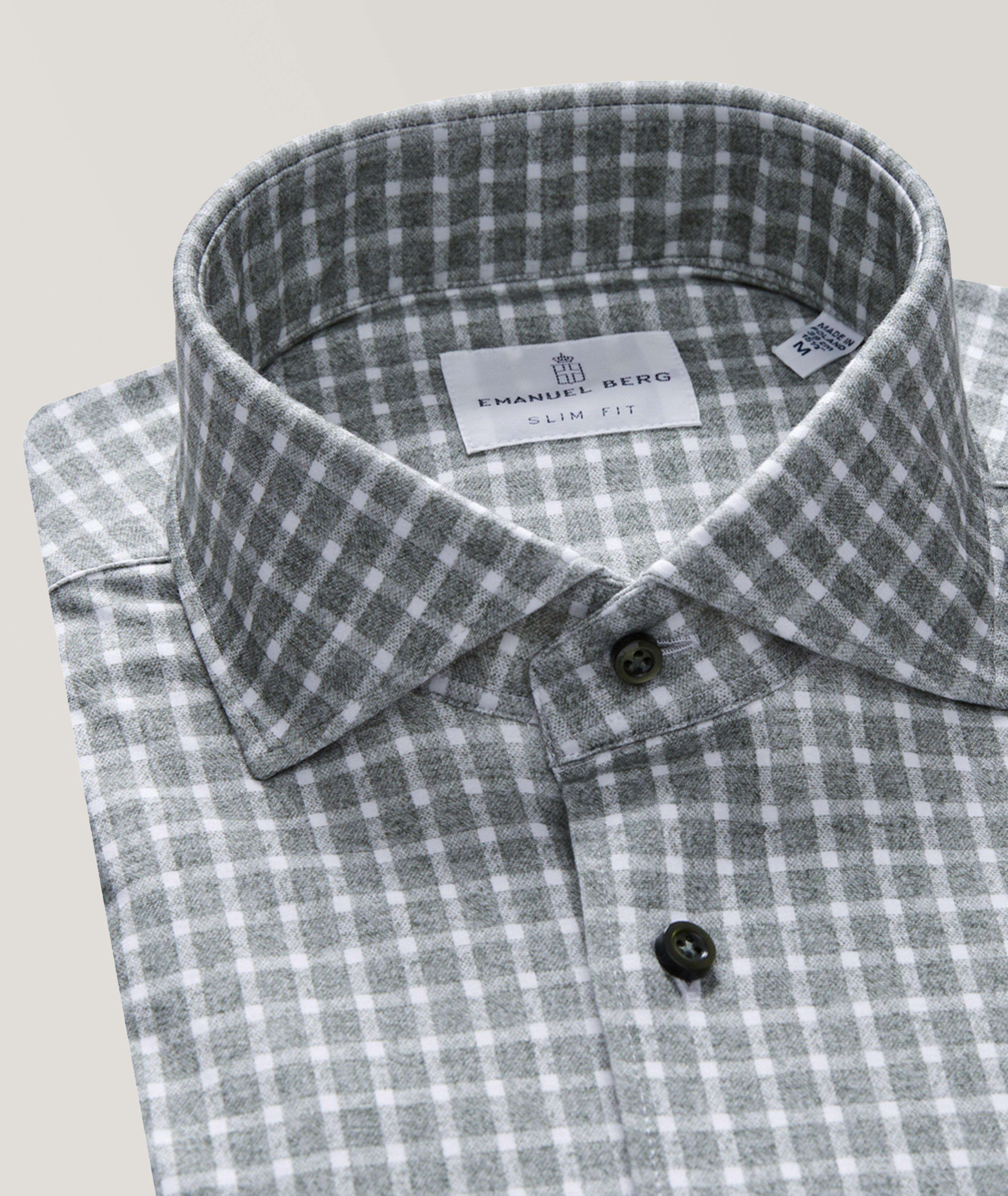 Brushed Micro Check Pattern Modern 4-Flex Jersey Cotton Shirt image 2