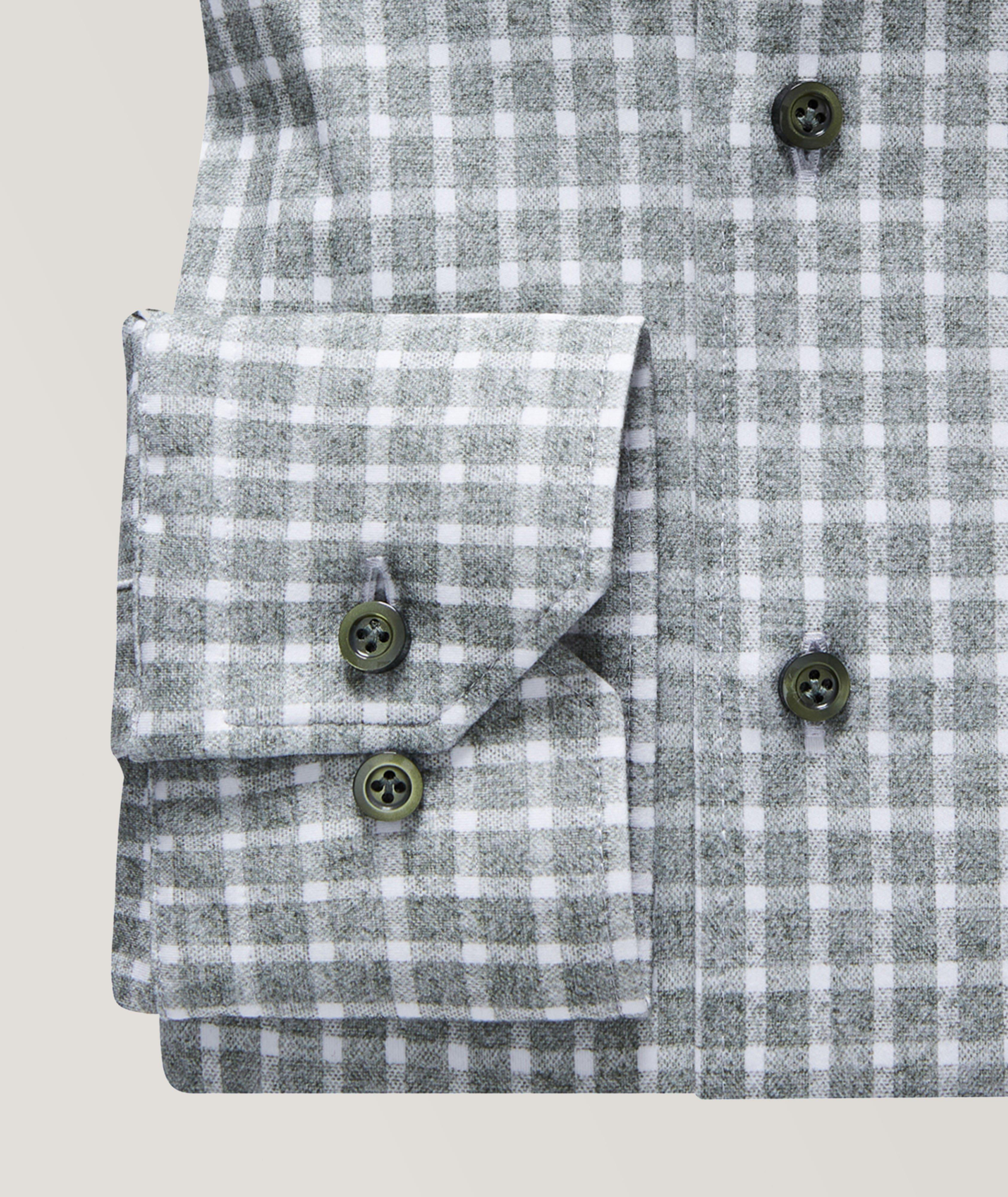 Brushed Micro Check Pattern Modern 4-Flex Jersey Cotton Shirt image 3