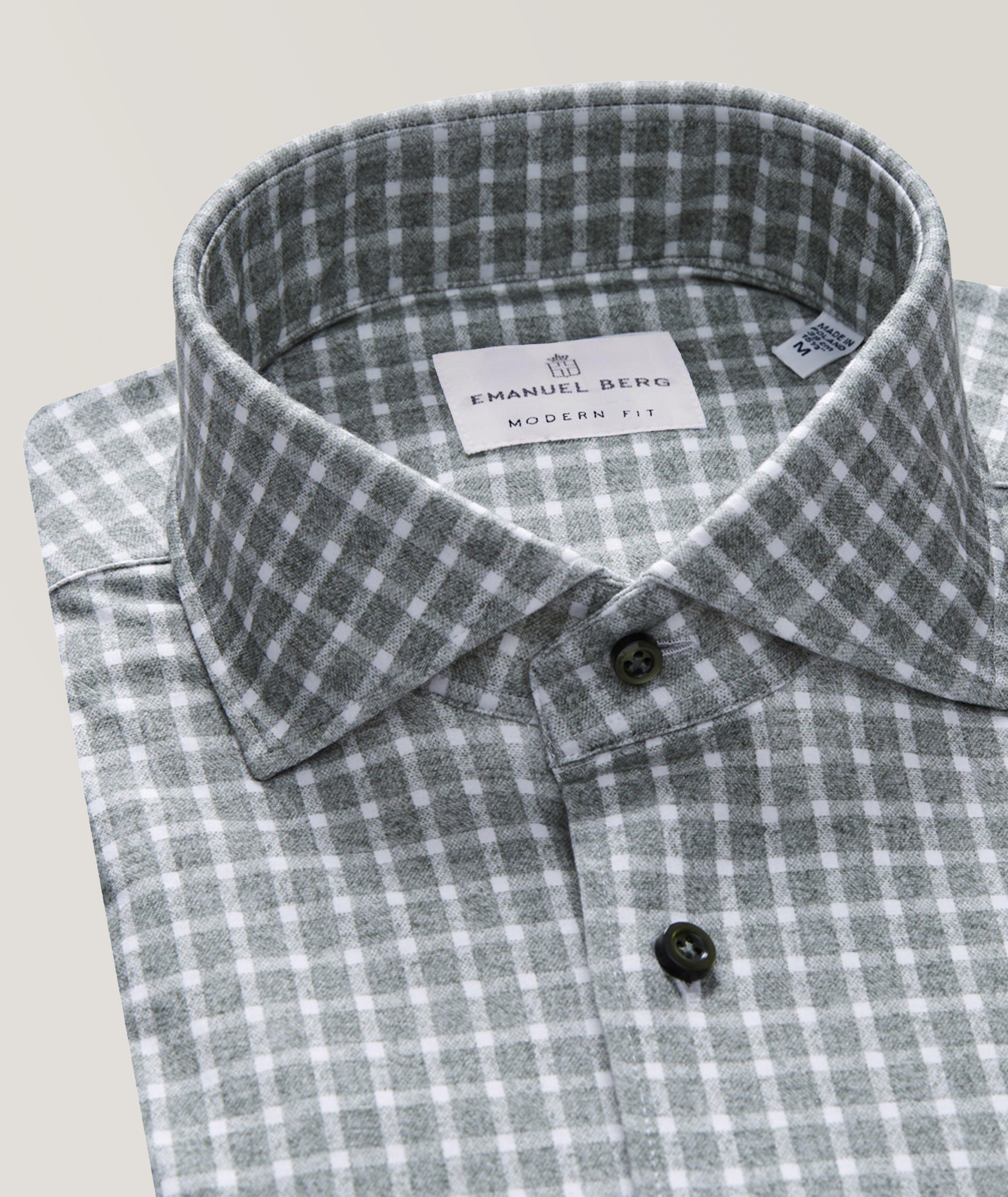 Brushed Micro Check Pattern Modern 4-Flex Jersey Cotton Shirt image 4