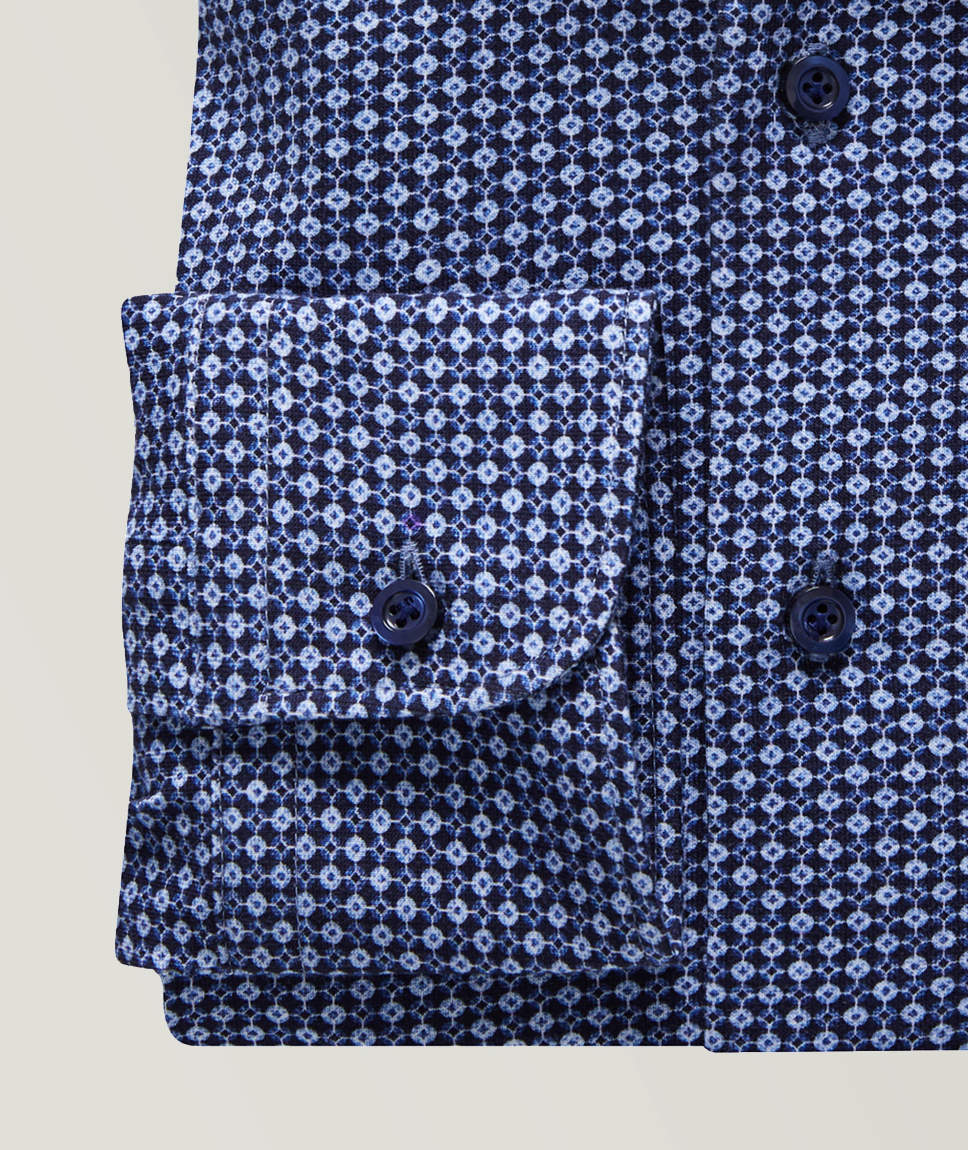 Modern-Fit Micro Neat Pattern Jersey Stretch Cotton Shirt image 3