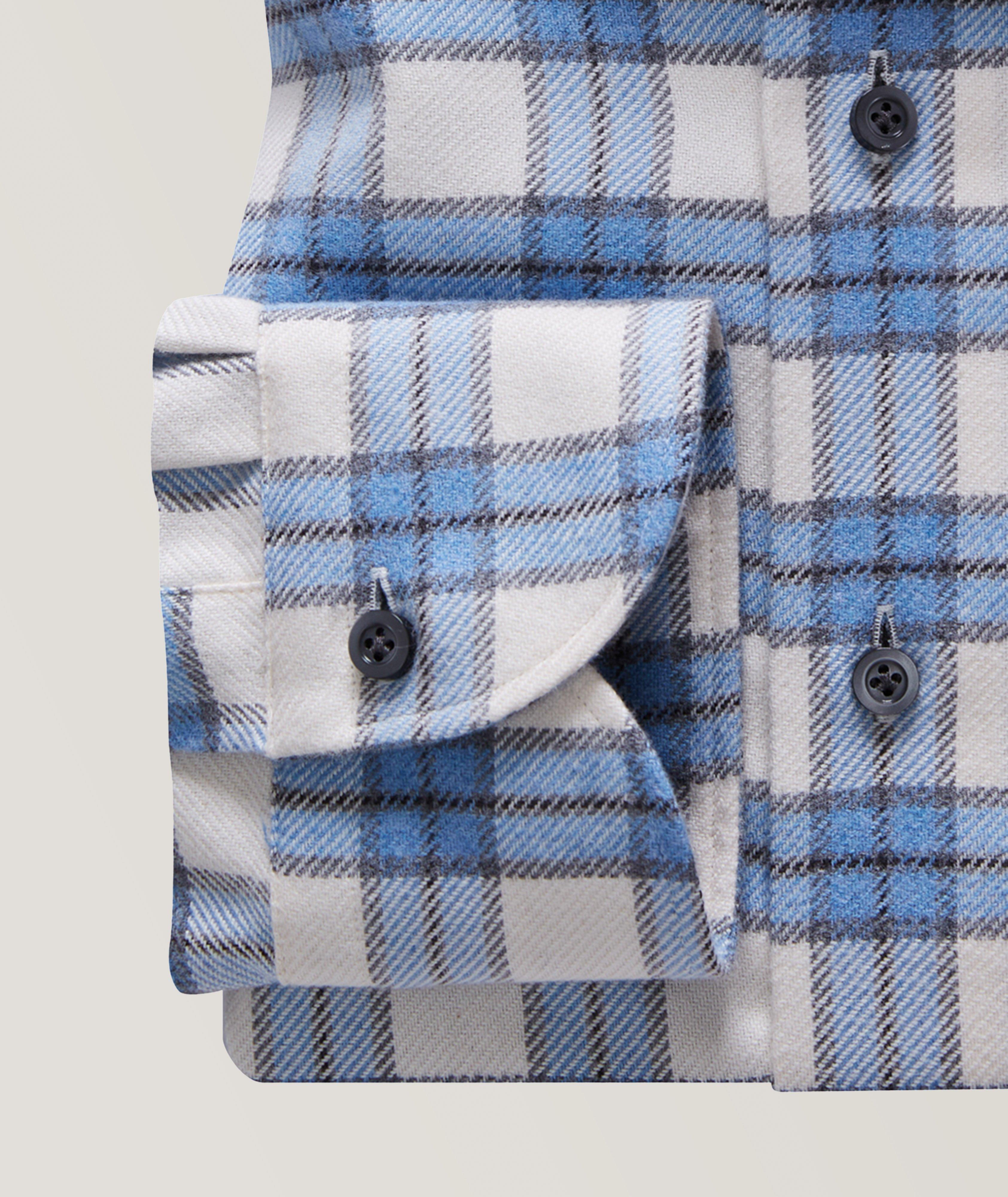 Checked Pattern Brushed Flannel Cotton Twill Casual Shirt image 2
