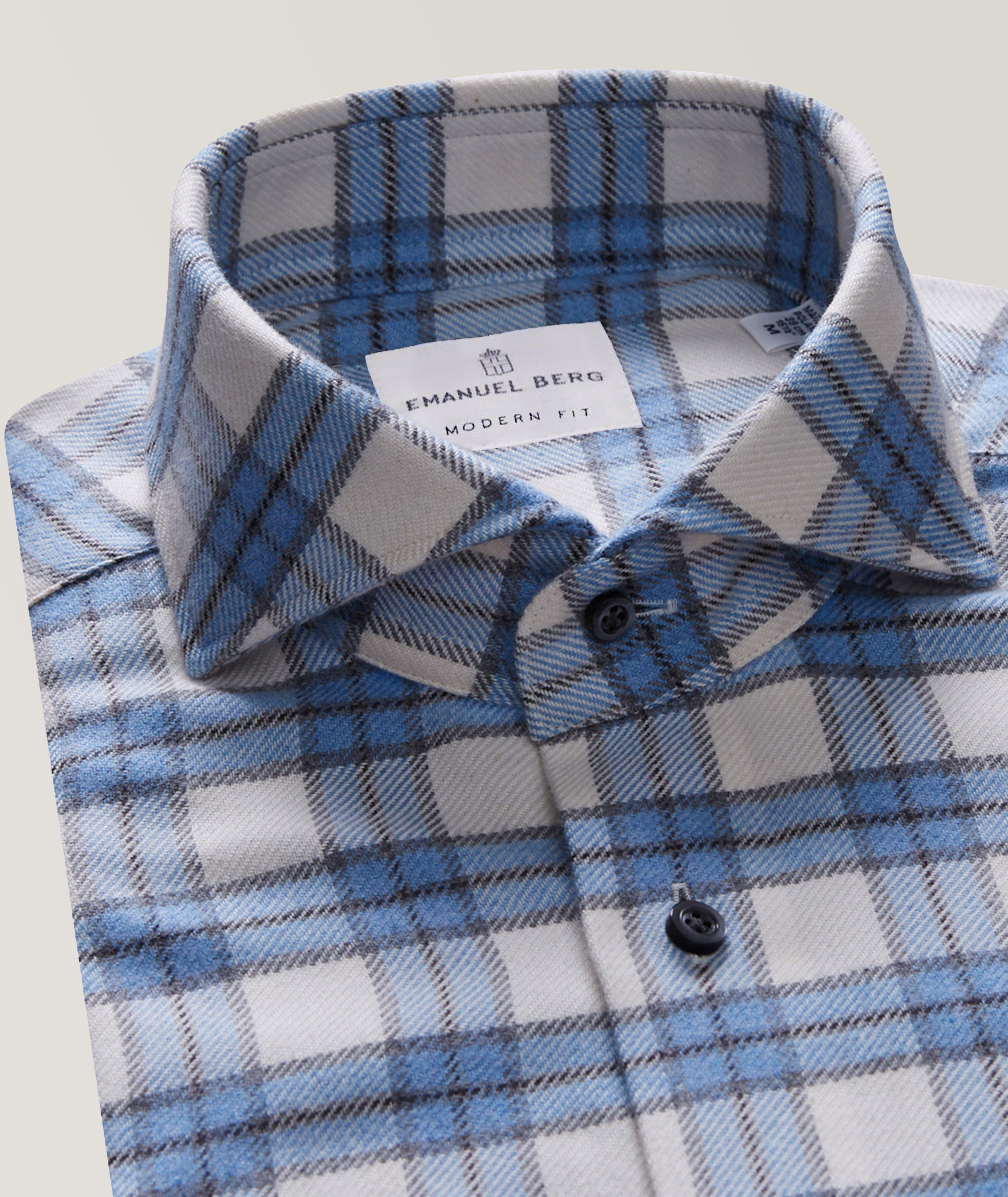 Checked Pattern Brushed Flannel Cotton Twill Casual Shirt image 3