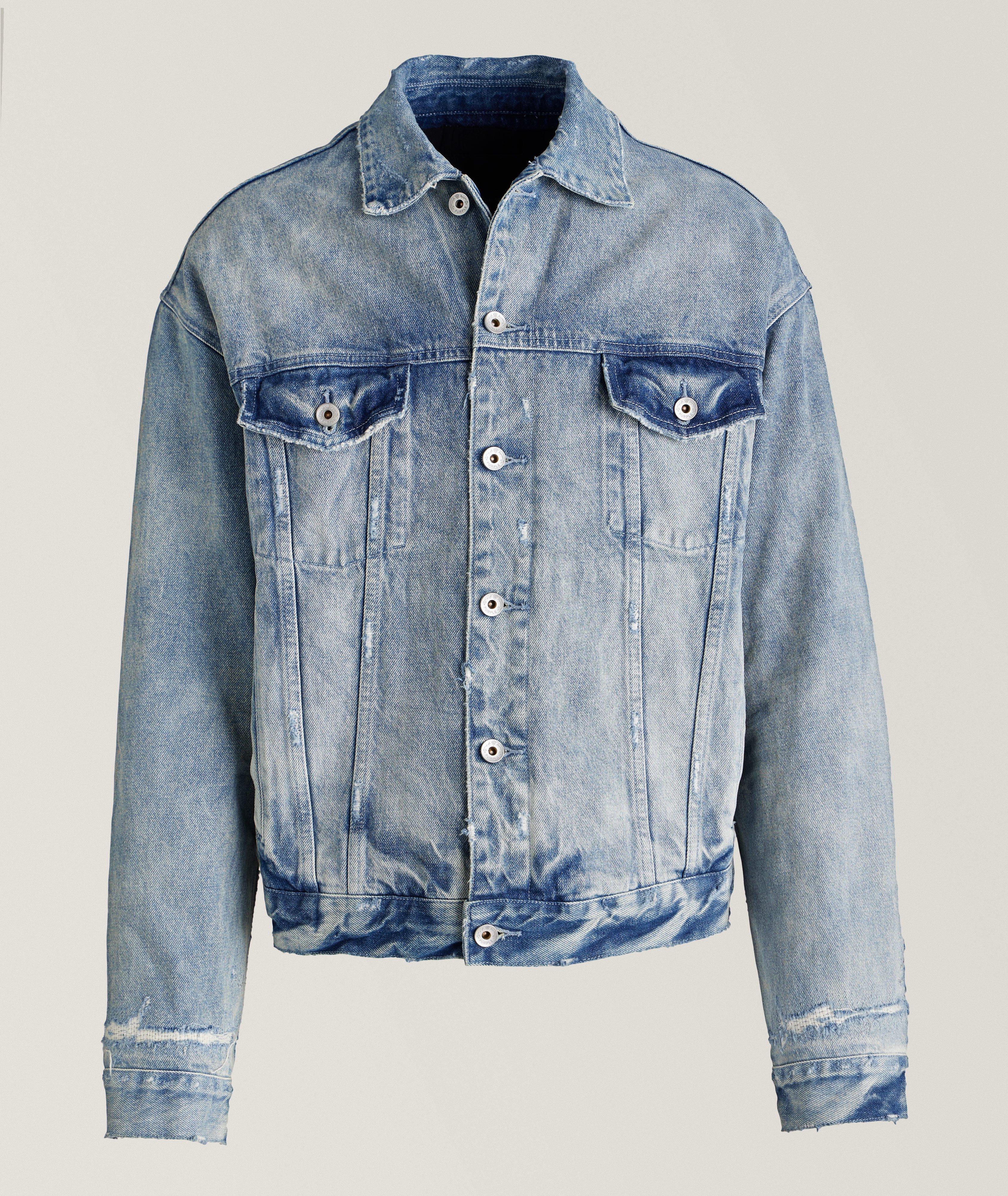 Quilted Interior Destressed Denim Jacket image 0