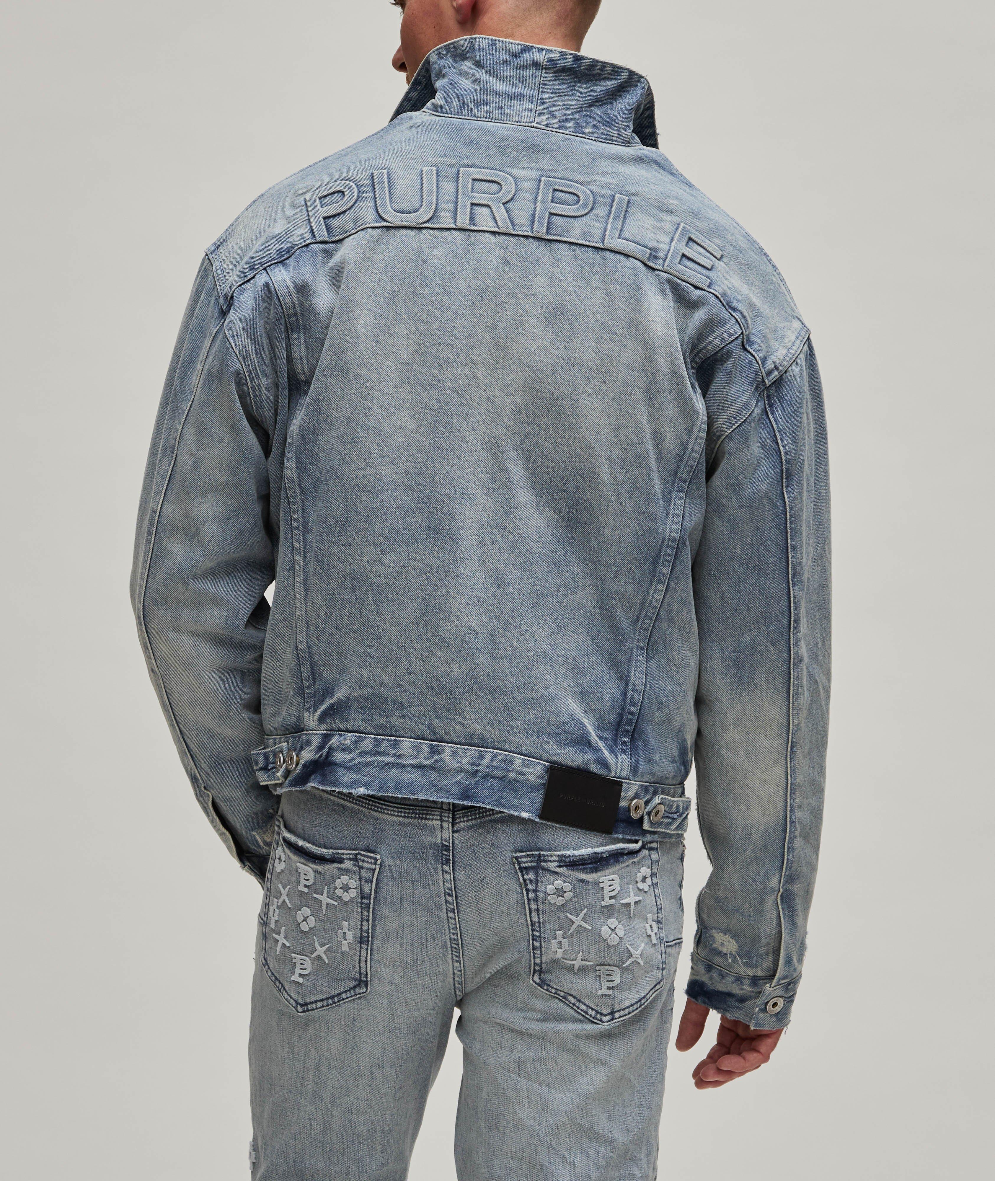 Quilted Interior Destressed Denim Jacket image 2