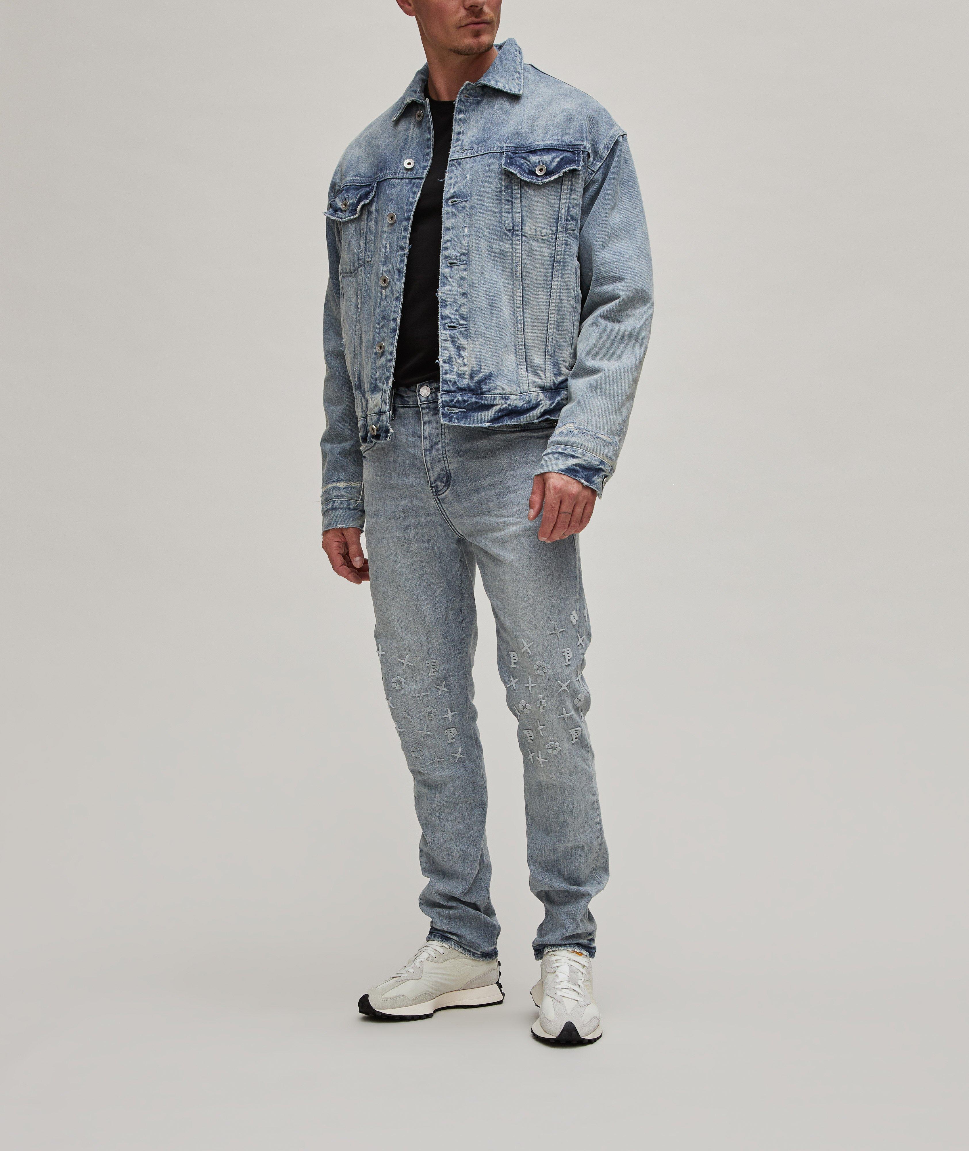 Quilted Interior Destressed Denim Jacket image 3