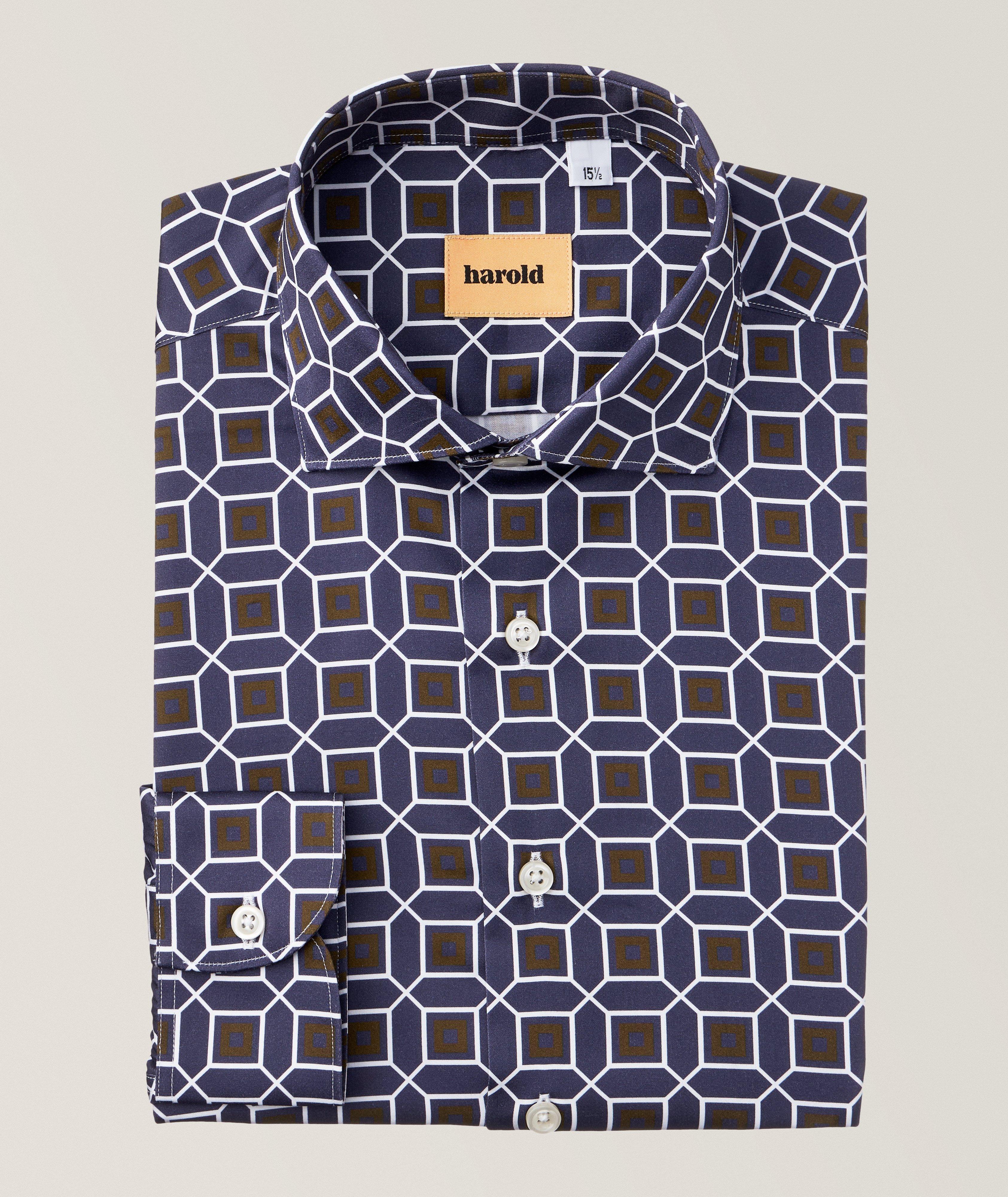 Slim-Fit Large Geometric Dress Shirt image 0