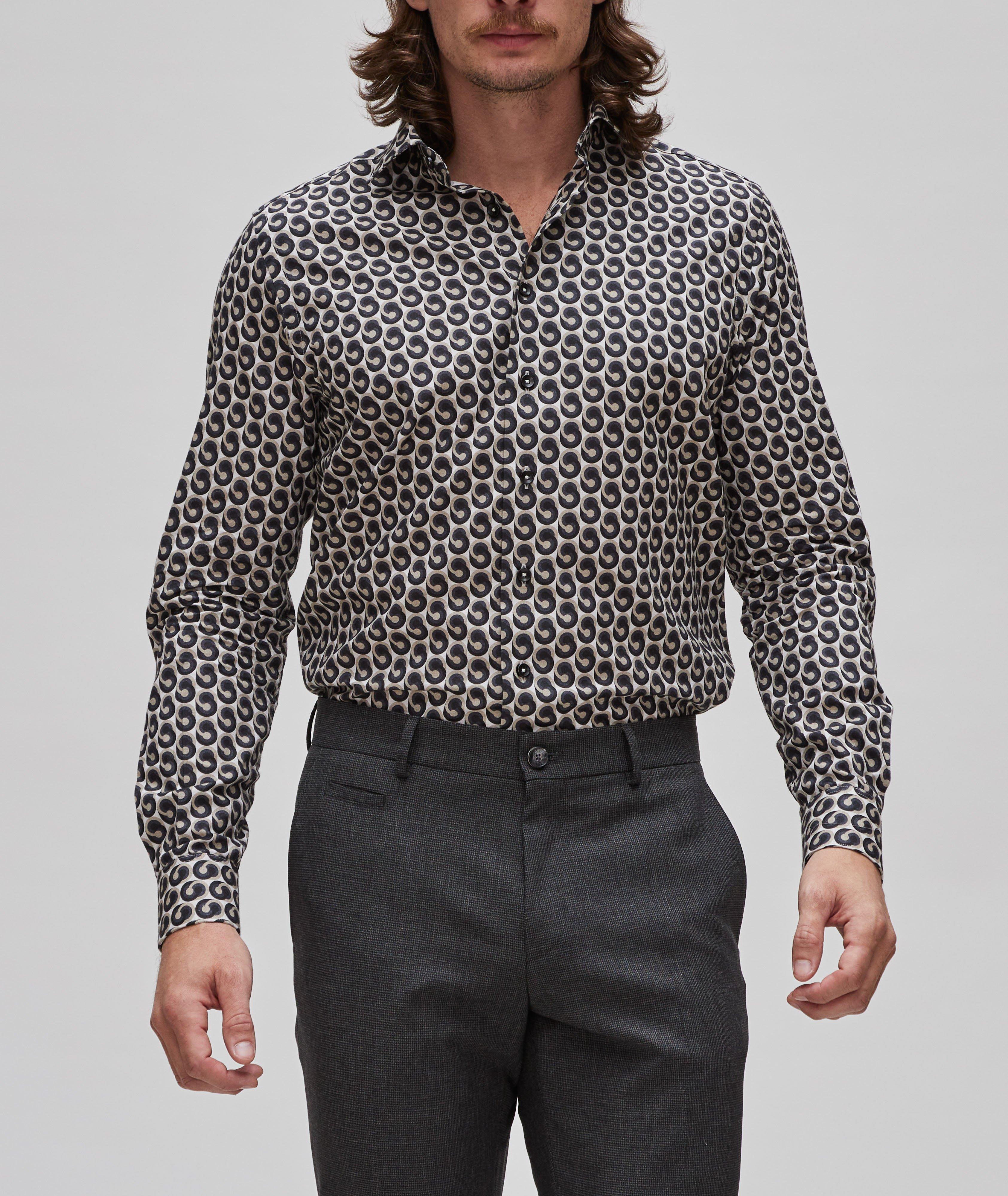 Slim-Fit Abstract Pattern Dress Shirt image 1