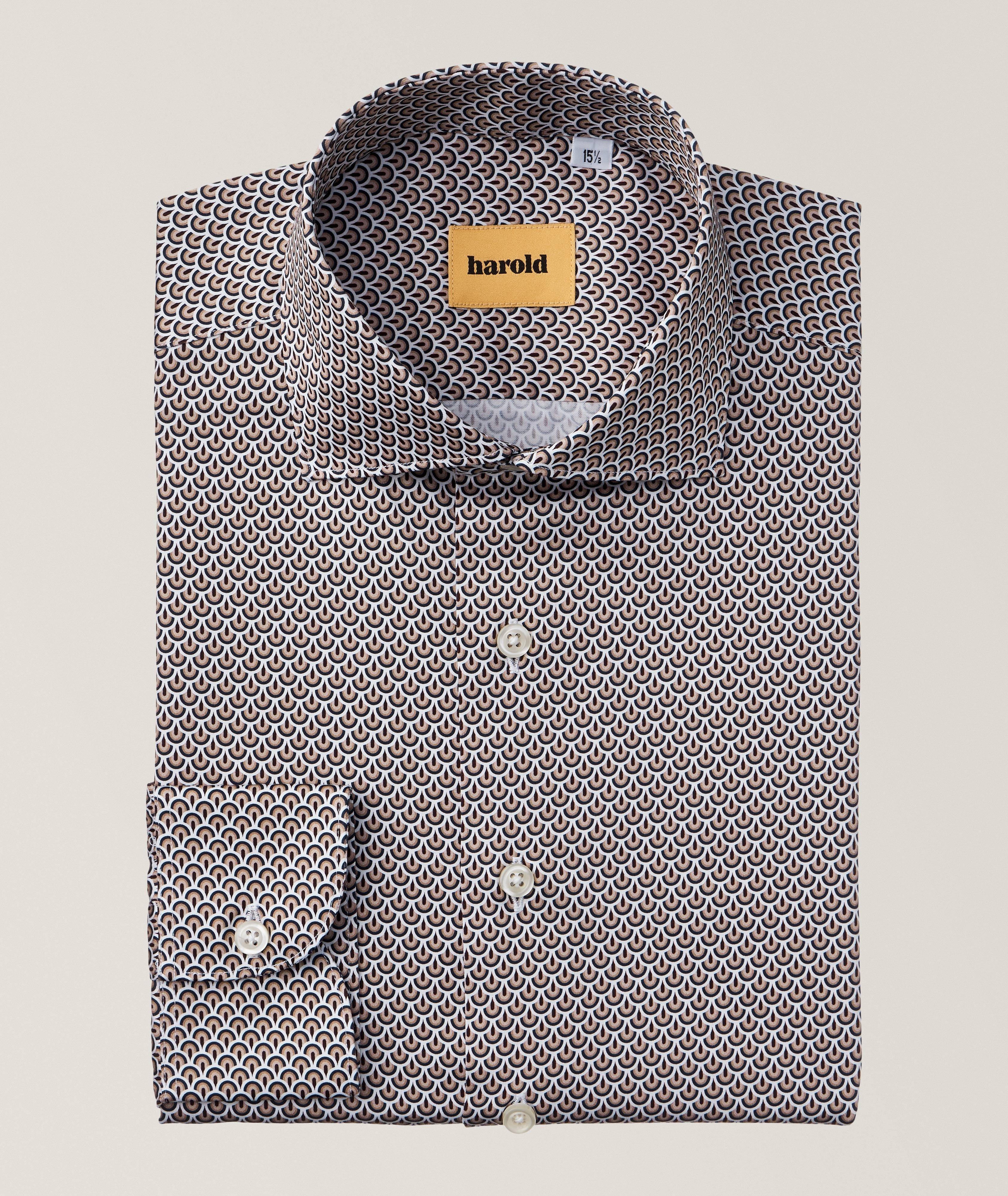 Slim-Fit Abstract Pattern Dress Shirt image 0