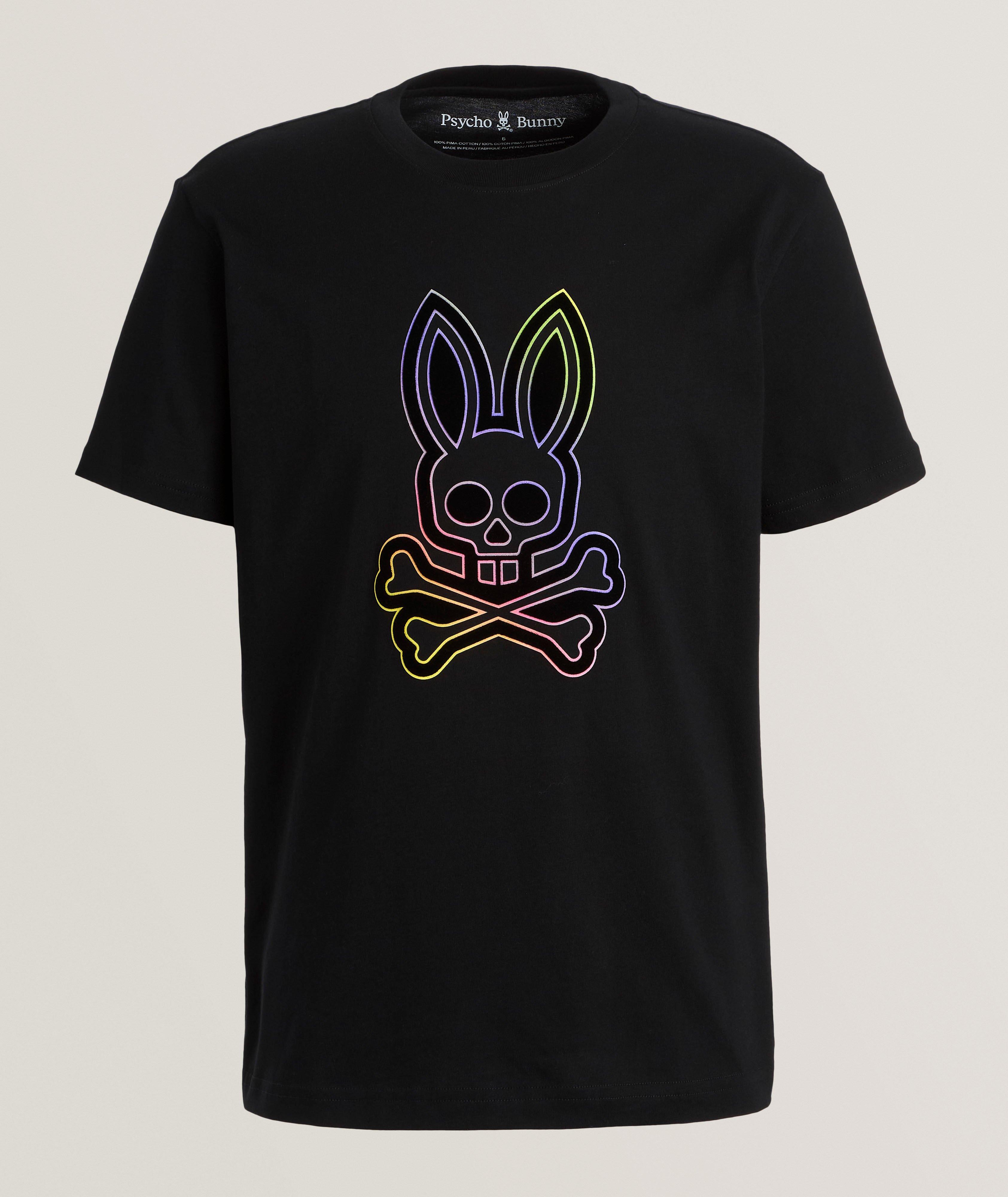 Psycho Bunny T-Shirt En Coton Pima Avec Logo En Noir , Taille Homme TTG