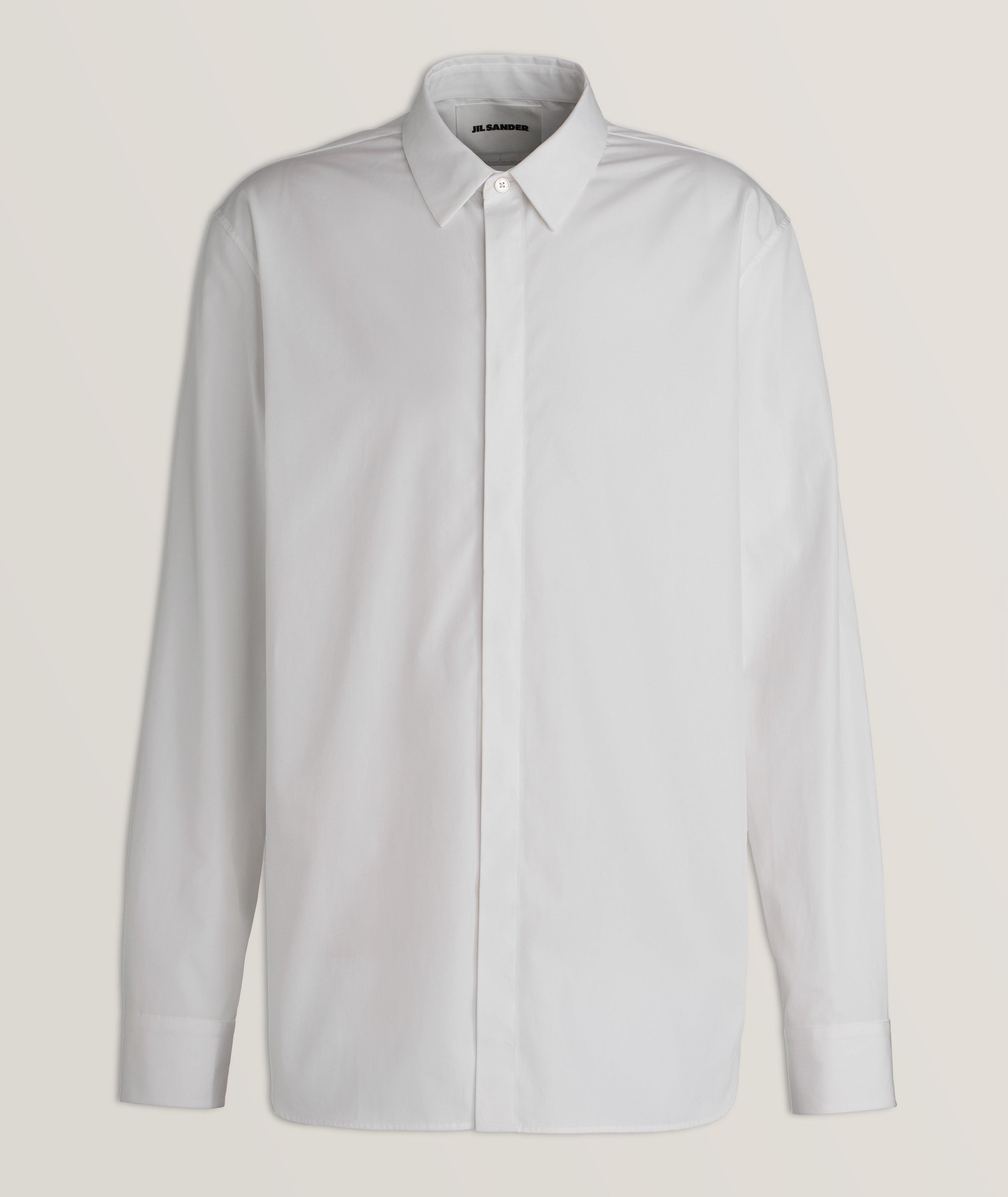 Jil Sander Relaxed-Fit Cotton Sport Shirt In White , Men's Size 16.5