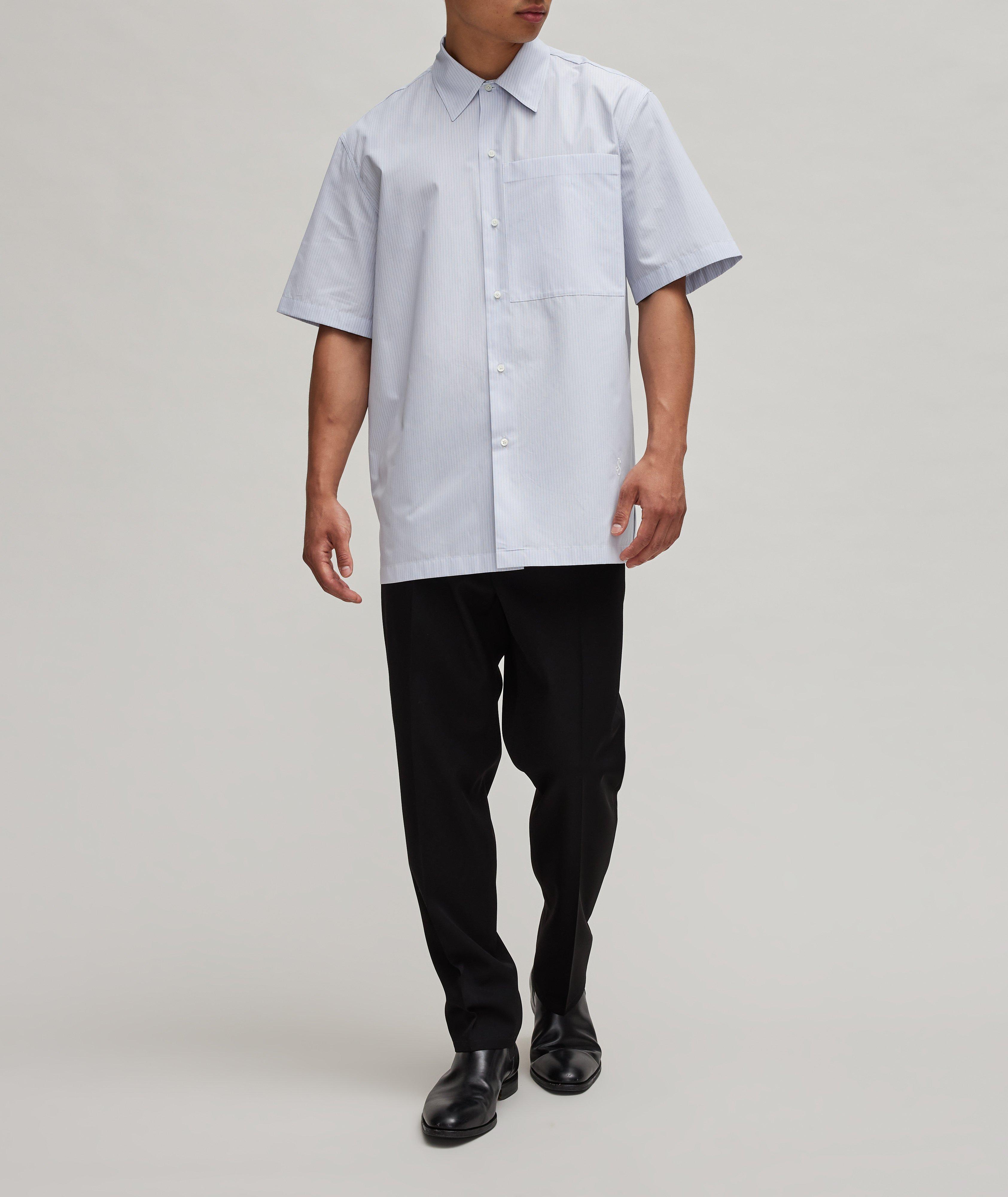 Finely Striped Cotton Sport Shirt image 4