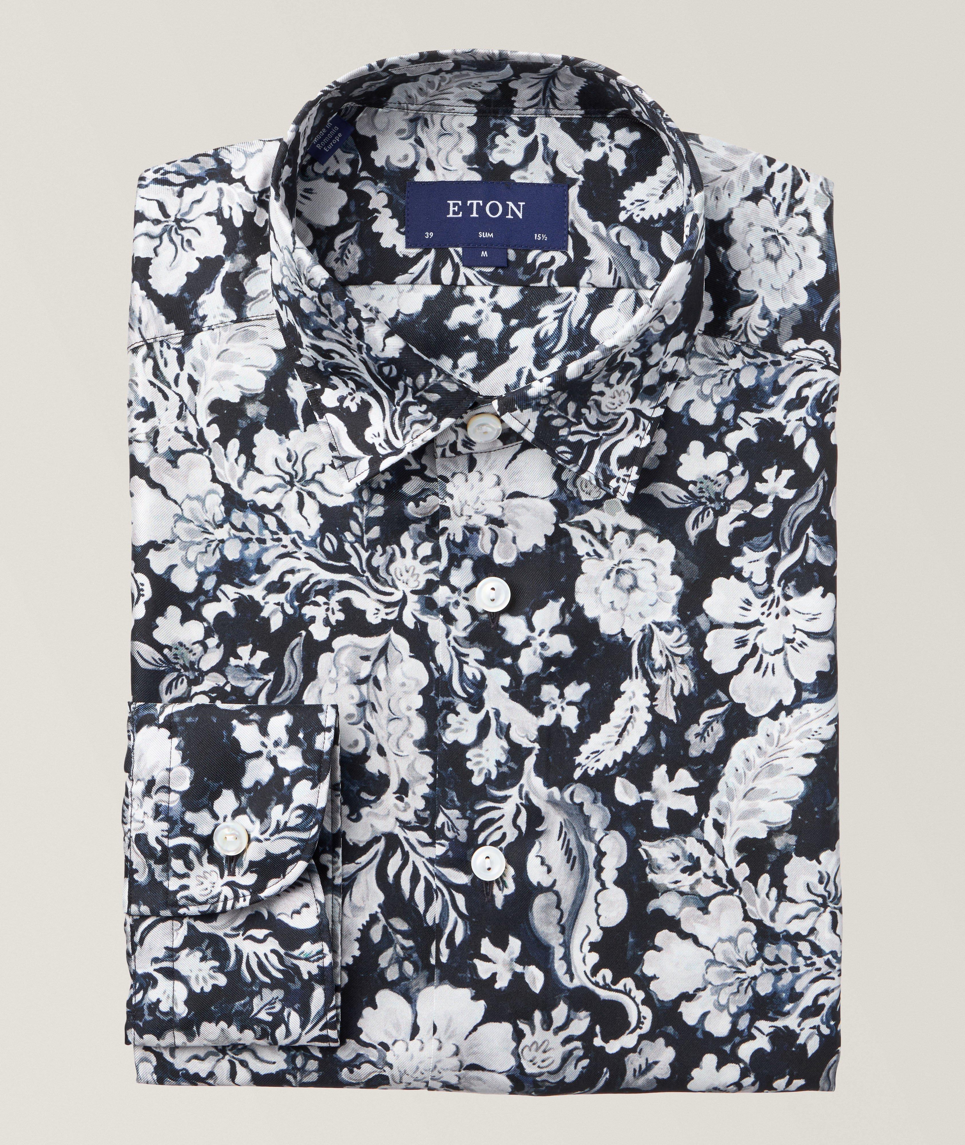 Slim Fit Floral Silk Shirt image 0