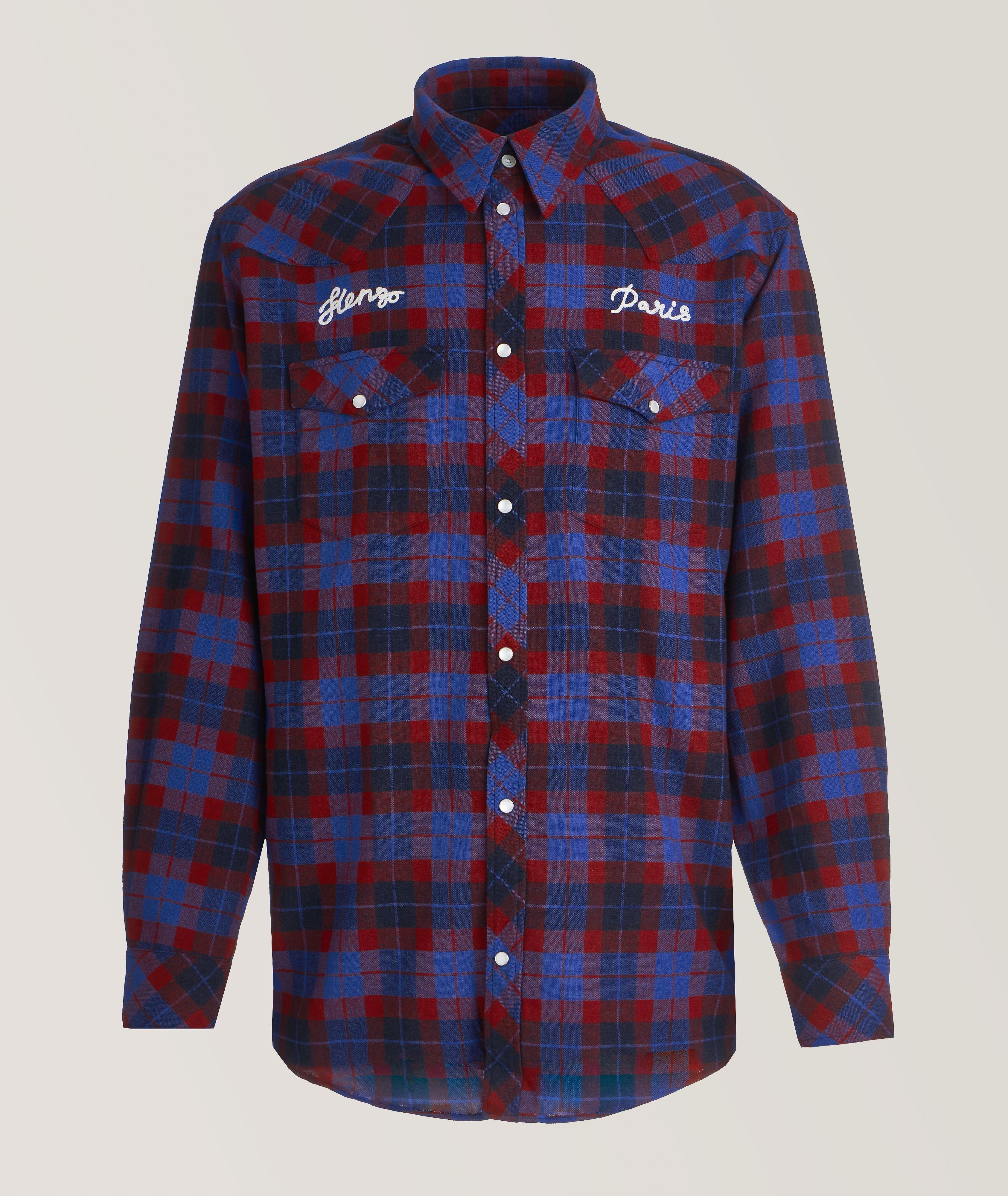 Embroidered Logo Checkered Western Shirt