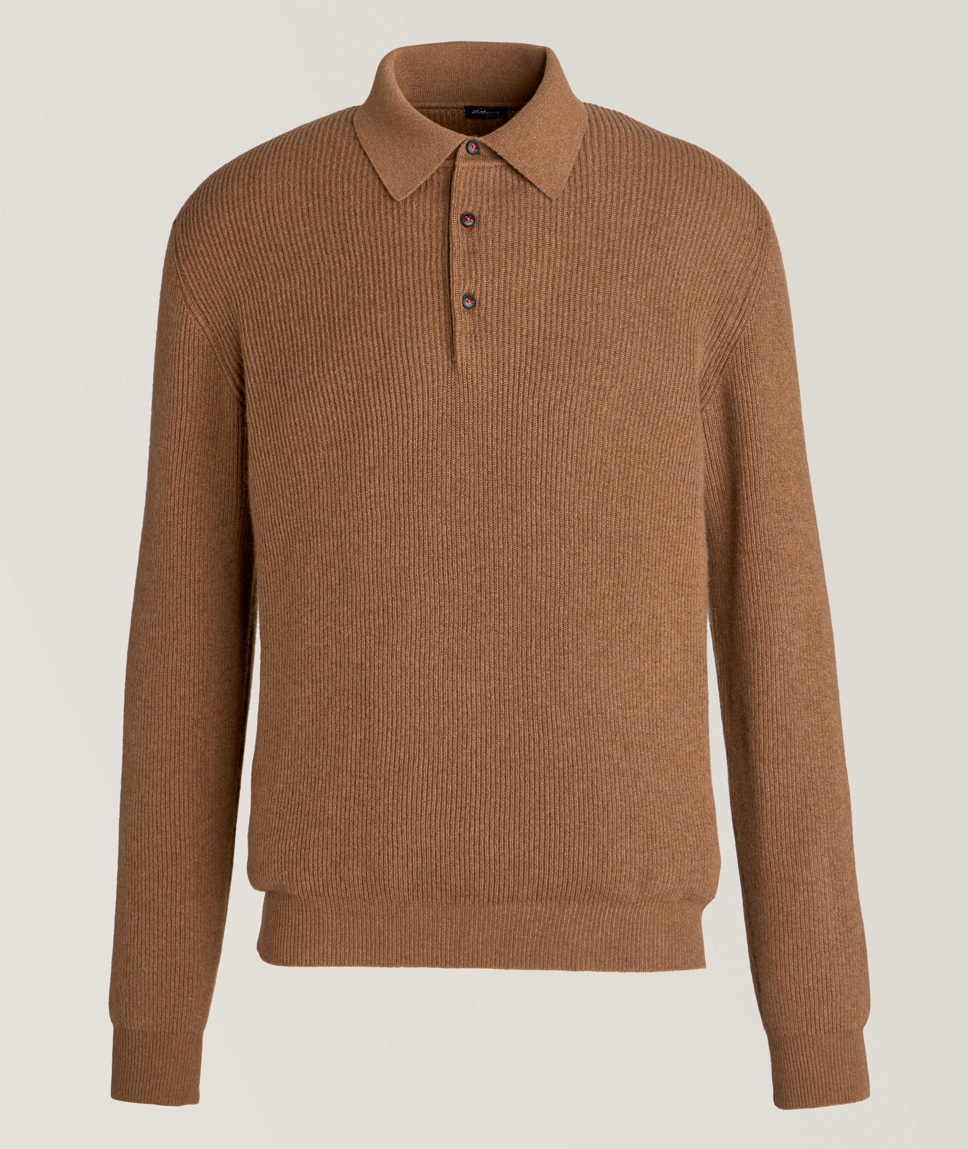 Kiton Polo En Tricot Côtelé De Cachemire En Beige , Taille Homme Petit