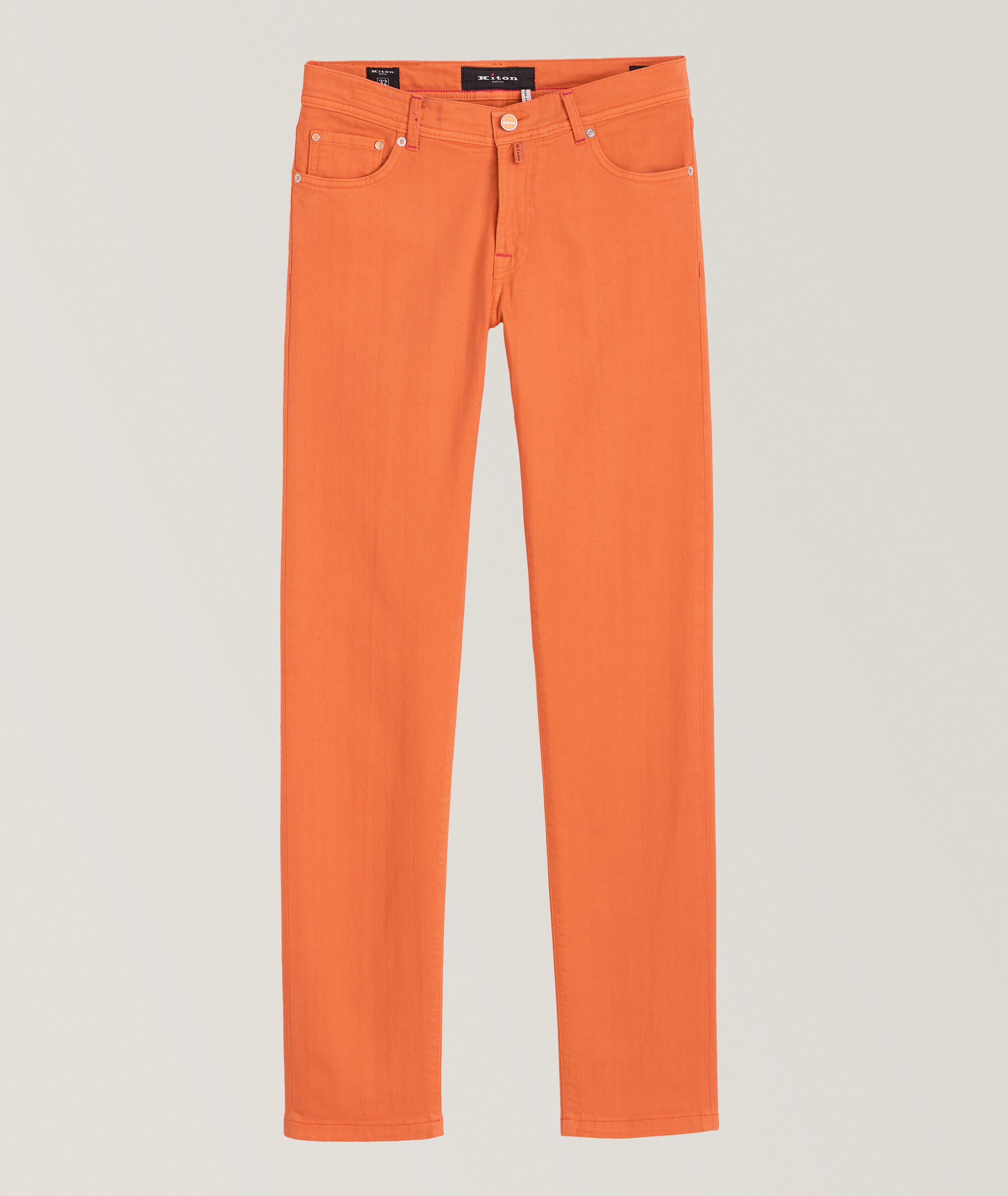 Kiton Five-Pocket Cotton-Stretch Jeans In Orange , Men's Size 32