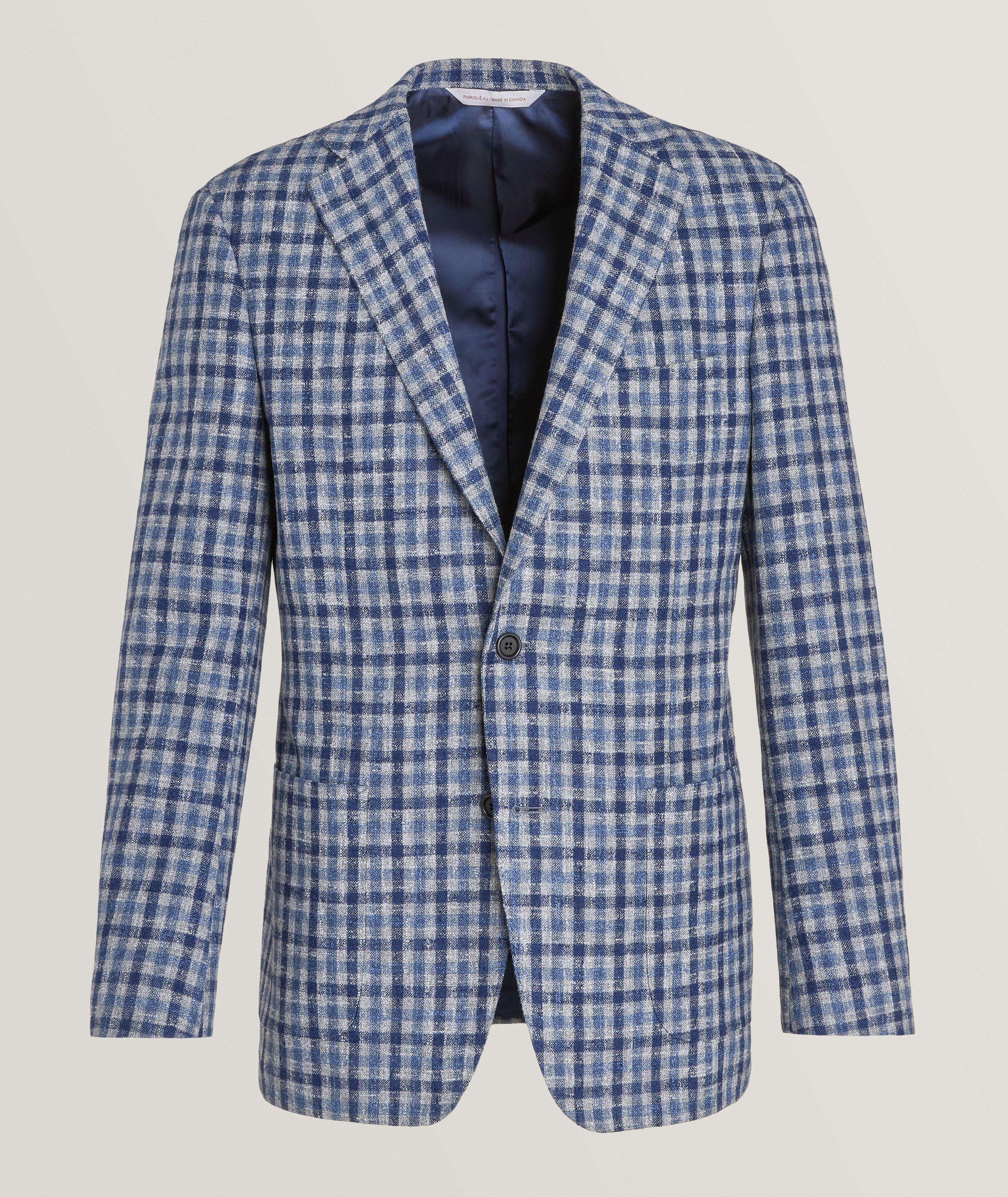 Gingham Wool-Blend Sport Jacket