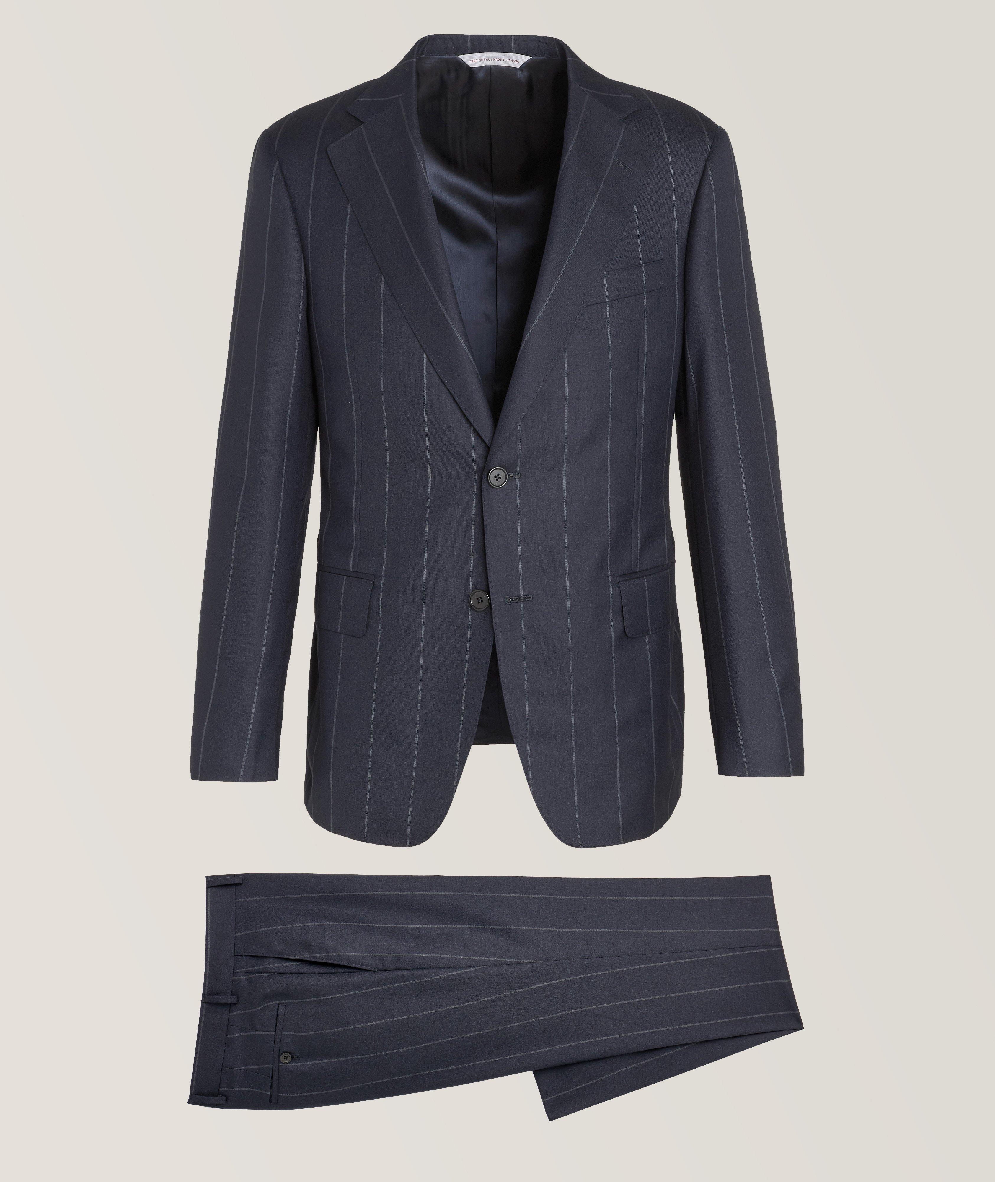 Samuelsohn Complet En Lainage À Rayures Tennis En Bleu , Taille Homme 46 , Laine