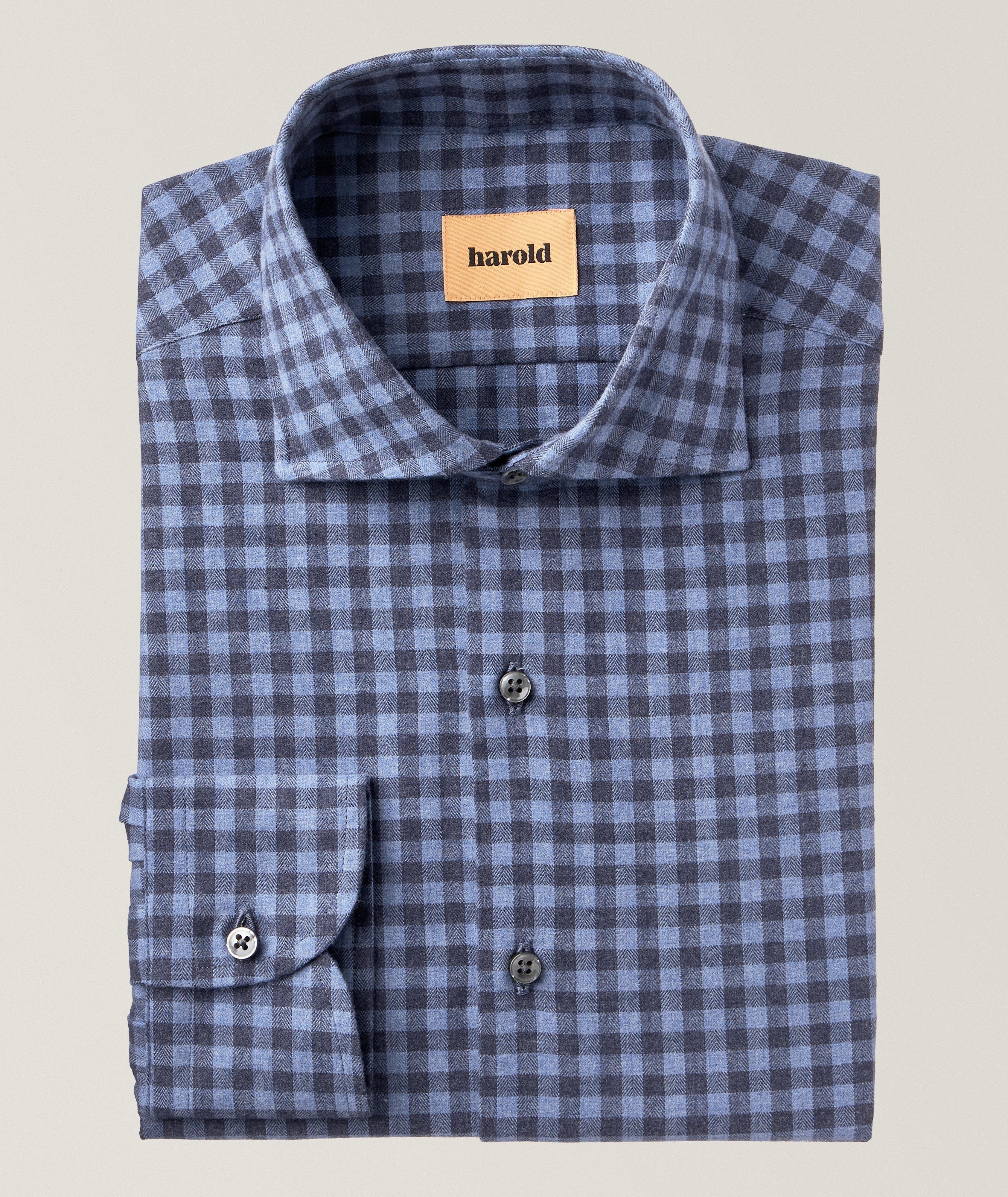 Harold Checkered Cotton Sport Shirt In Blue , Men's Size XL