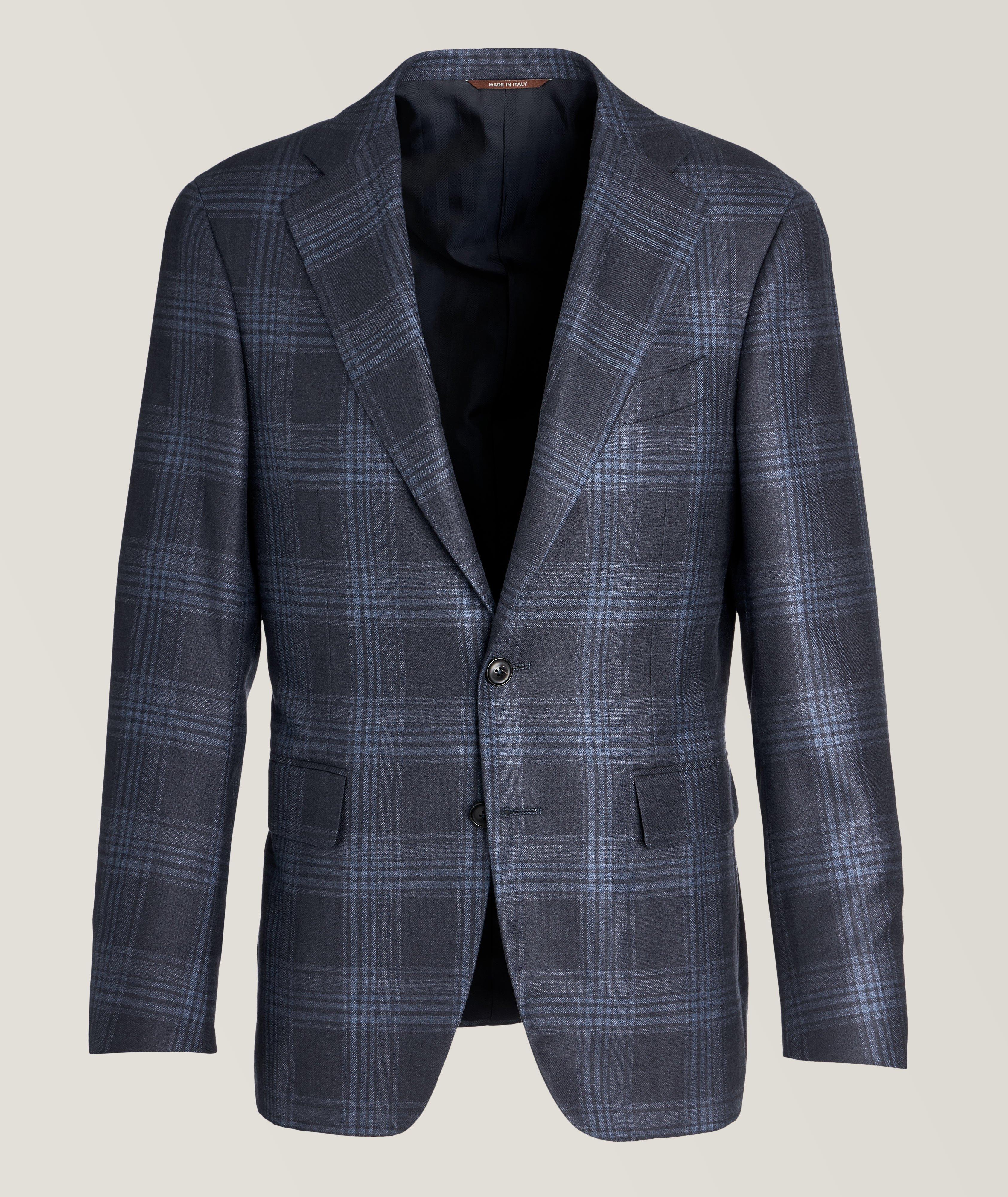 Kei Silk-Cashmere Checkered Sport Jacket