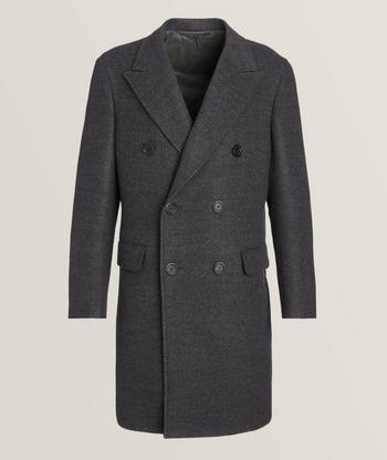 Men's Cashmere Blend Coat with Full Skin Mink Fur Collar