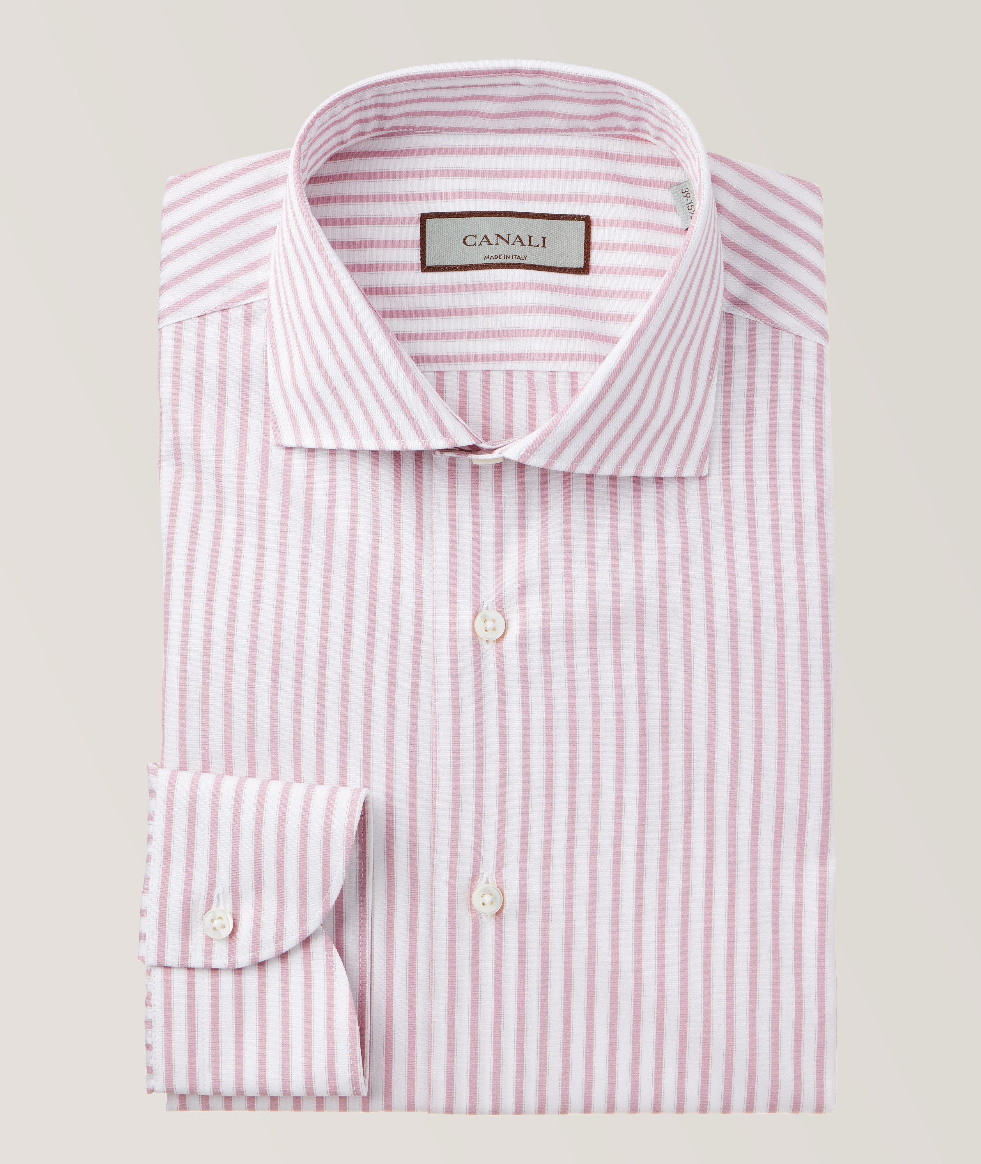 Slim-Fit Striped Pattern Dress Shirt image 0