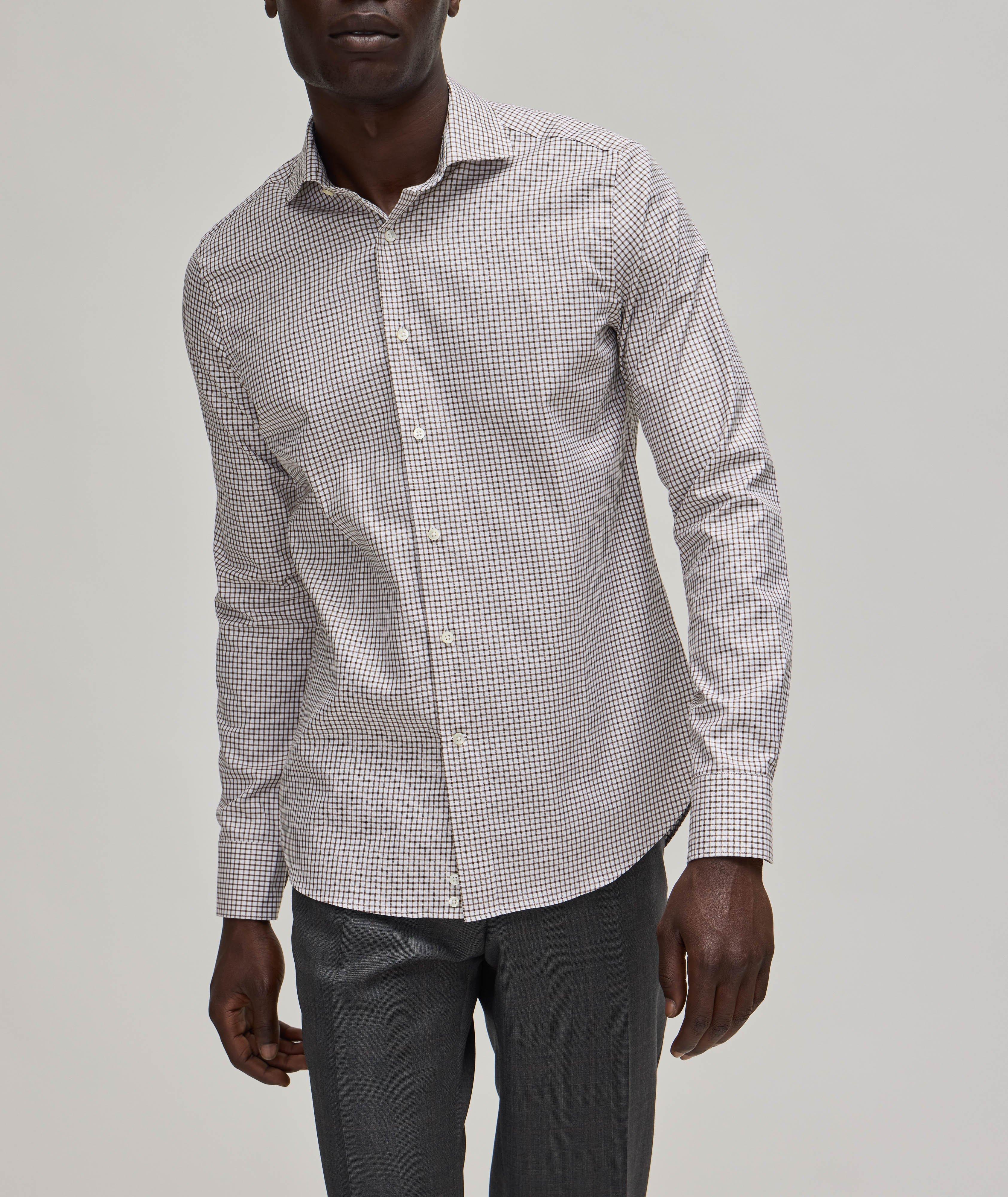 Slim-Fit Micro-Check Dress Shirt image 1