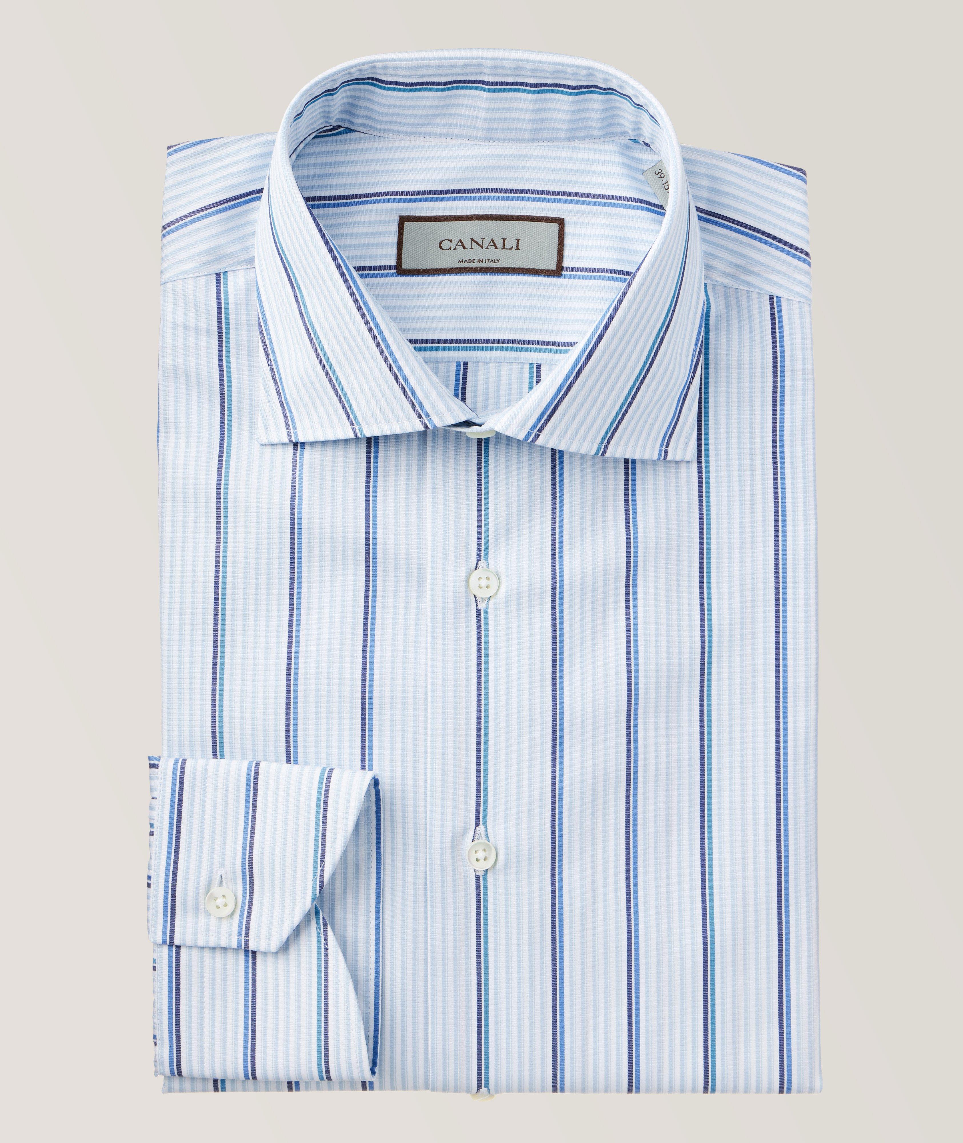 Contemporary-Fit Striped Pattern Cotton Dress Shirt