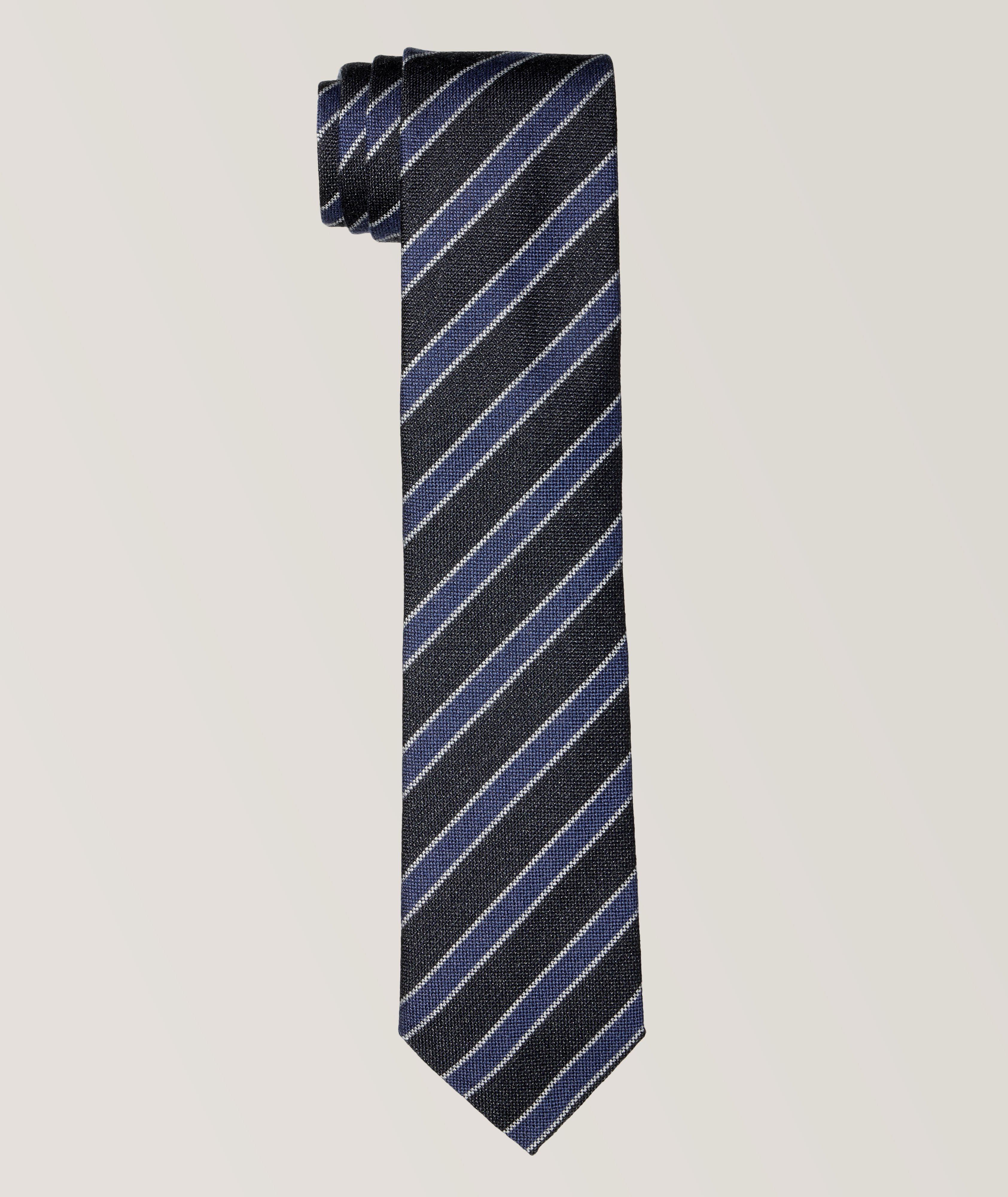 Striped Silk-Cashmere Tie