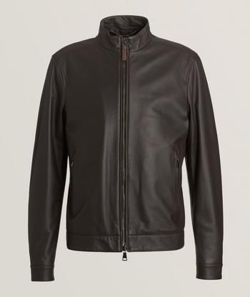 BOSS Lambskin Leather Racer Jacket, Leather