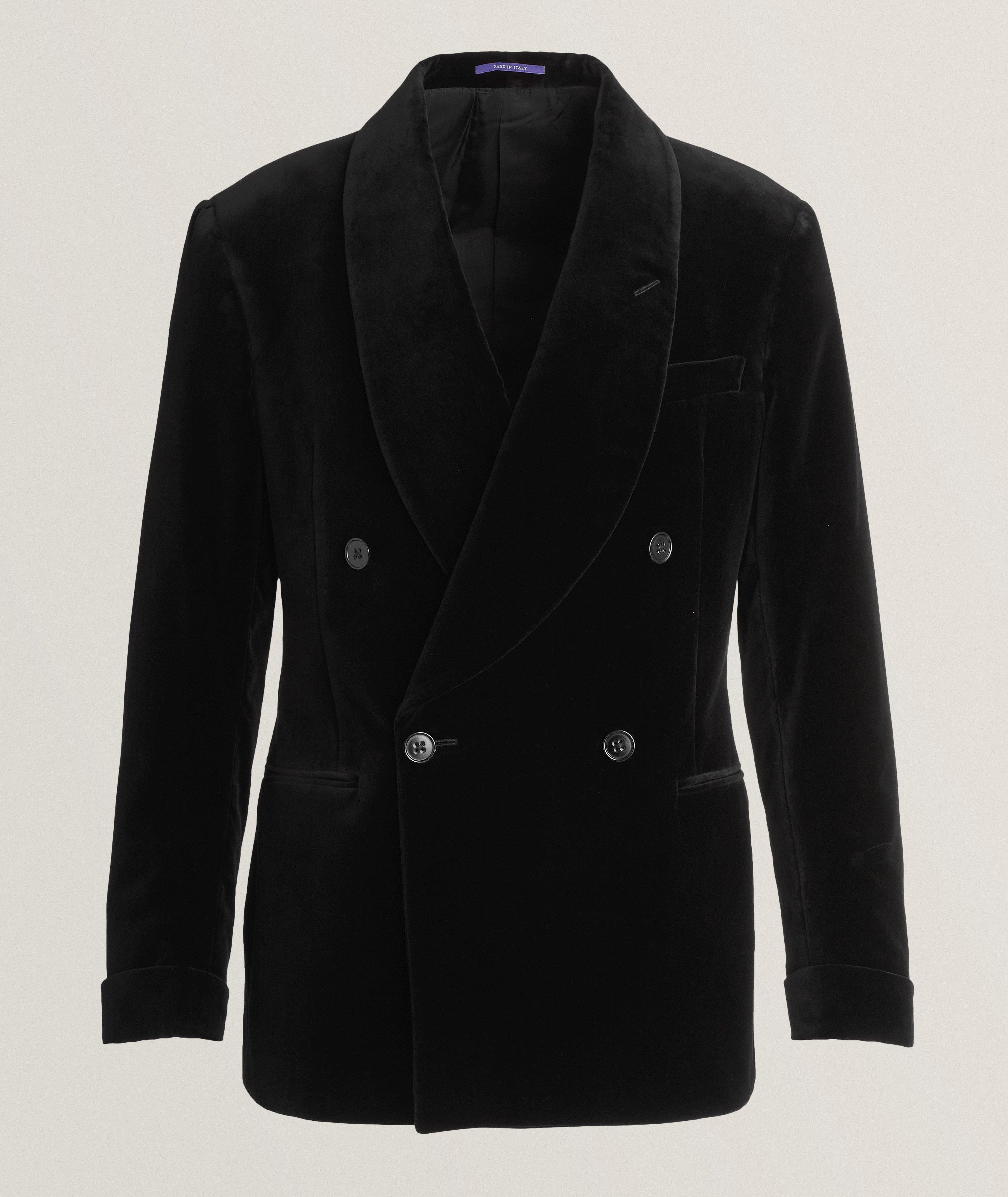 Double-Breasted Velvet Cocktail Jacket